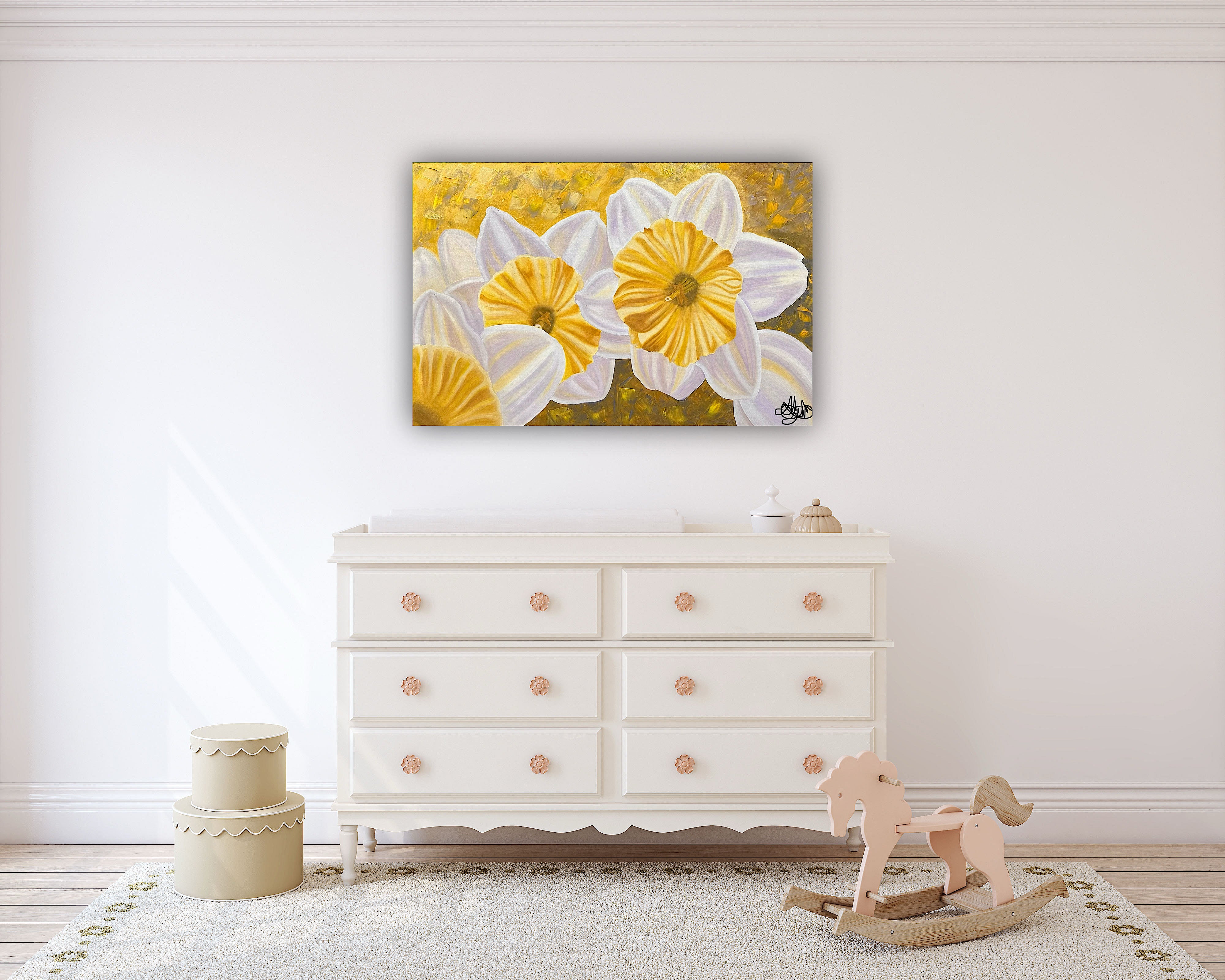 Golden Awakening - Daffodil Oil Painting - Hand Painted