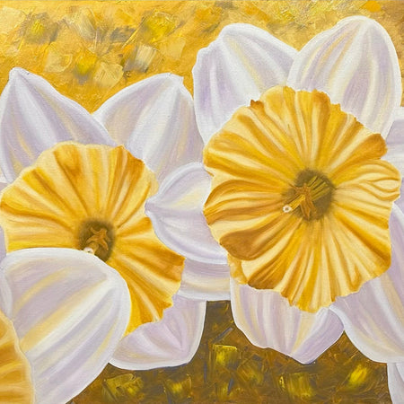 Golden Awakening - Daffodil Oil Painting - Hand Painted