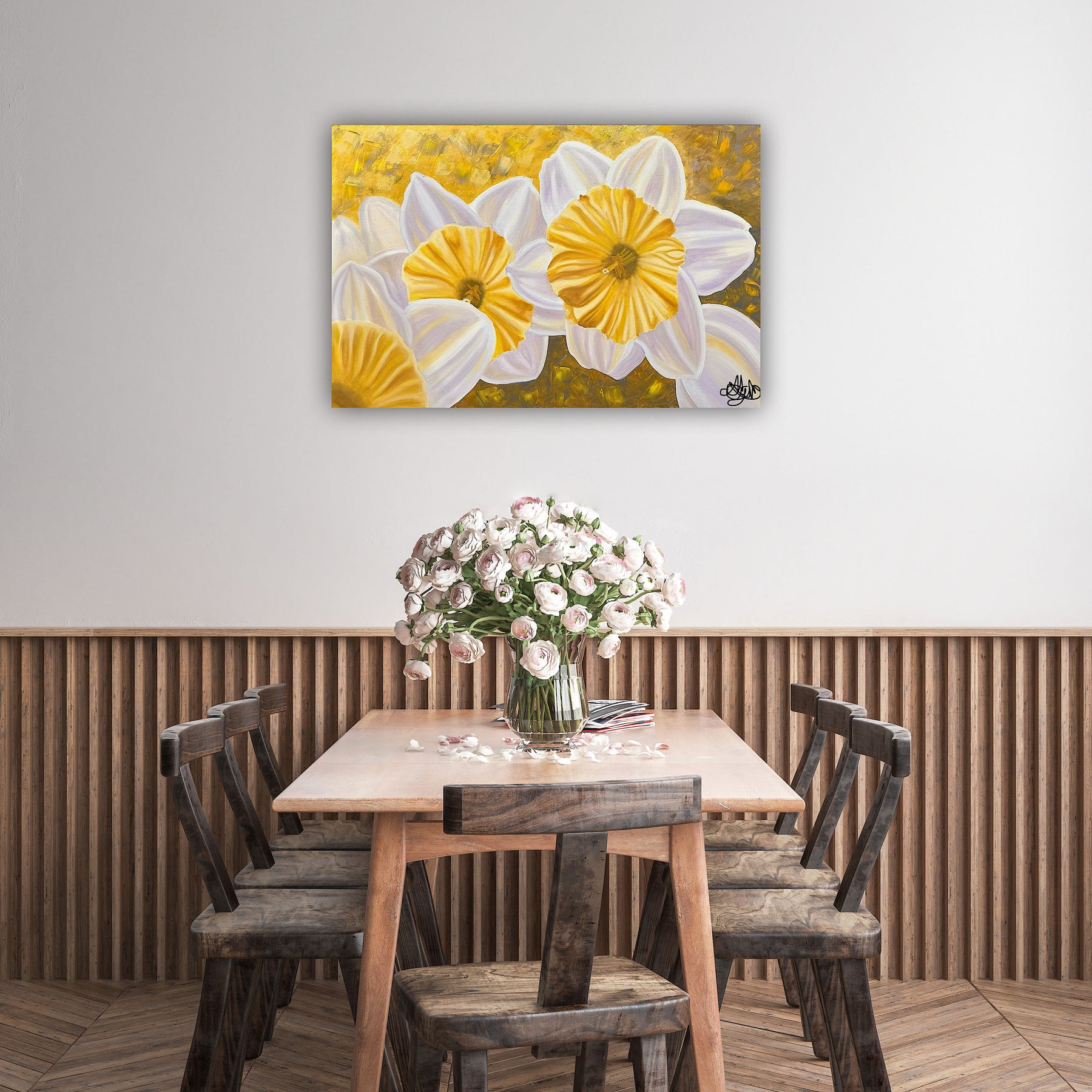 Golden Awakening - Daffodil Oil Painting - Hand Painted