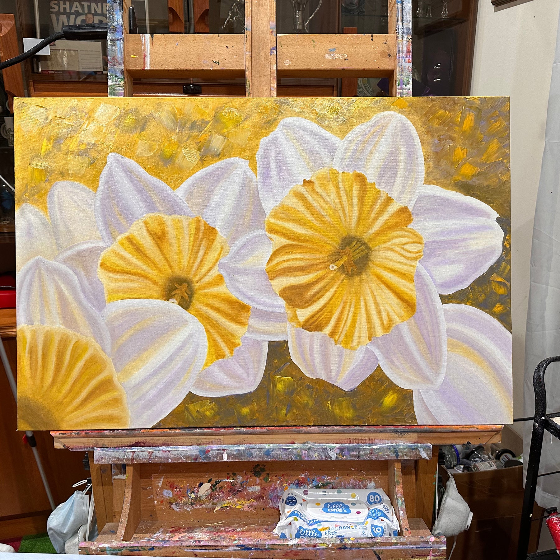 Golden Awakening - Daffodil Oil Painting - Hand Painted