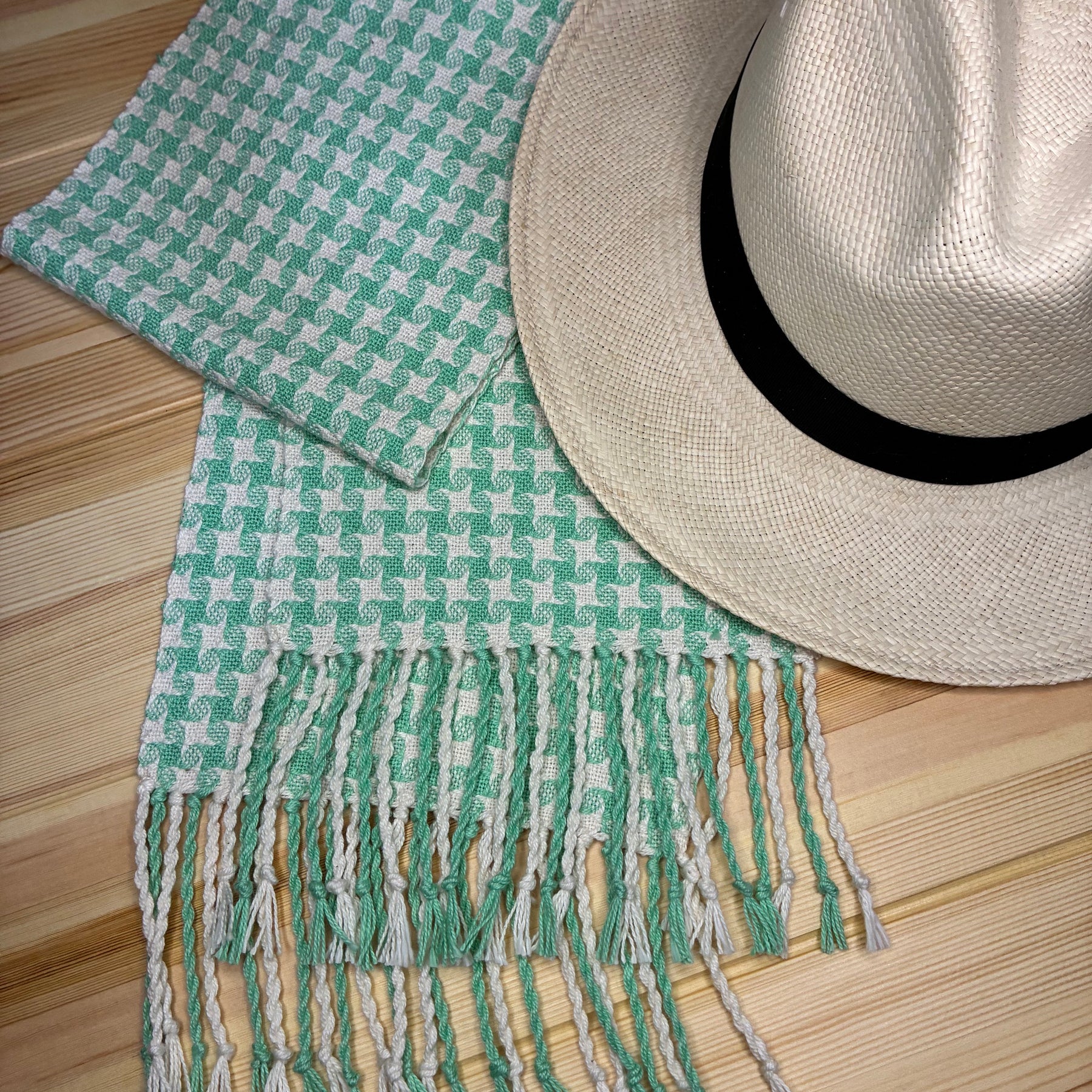 Mint Starburst - 100% cotton Handwoven Neck Scarf
