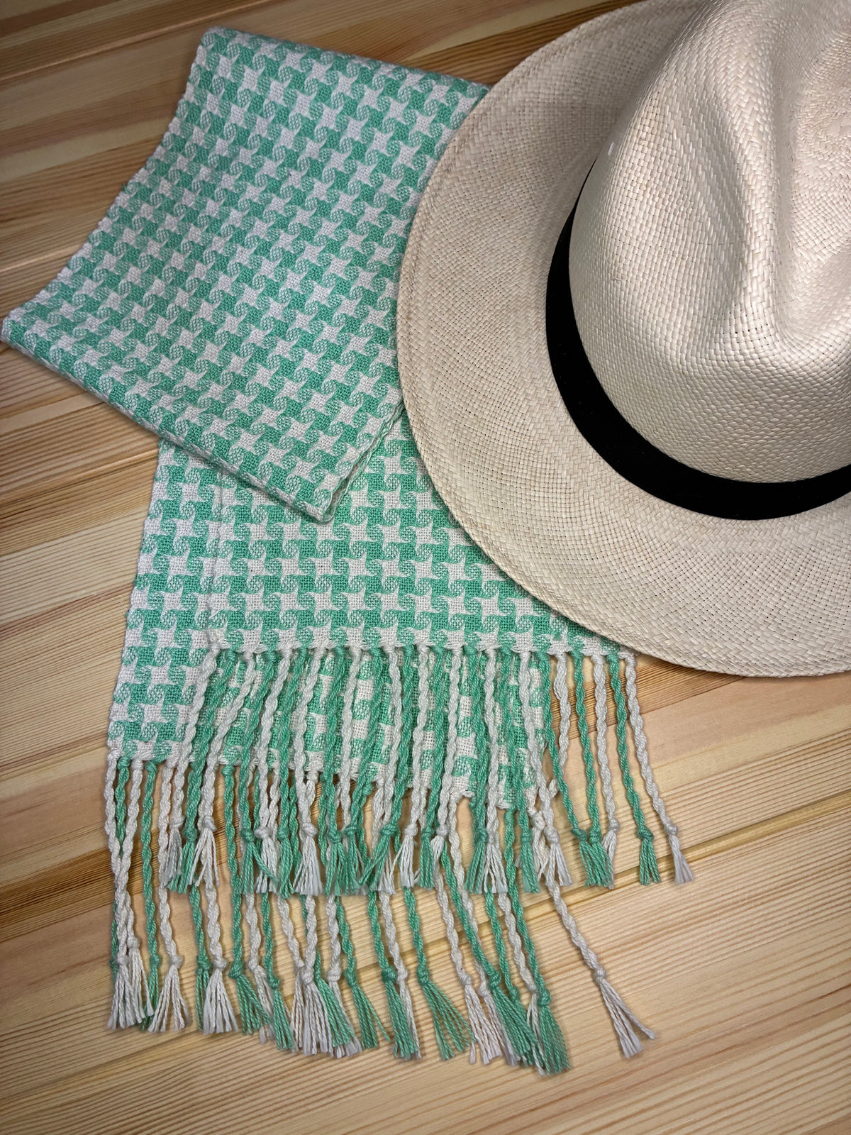 Mint Starburst - 100% cotton Handwoven Neck Scarf