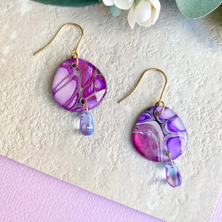 Pink Purple Wearable Art Earrings