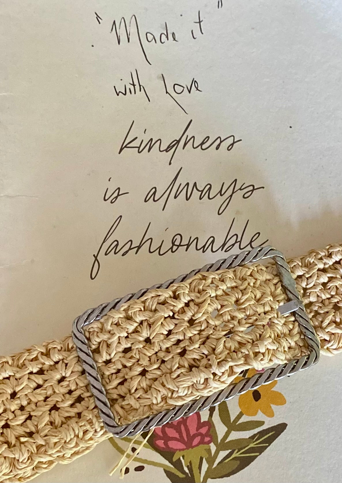 Crochet Bamboo Cord Belt (Vintage Twist Silver Buckle)