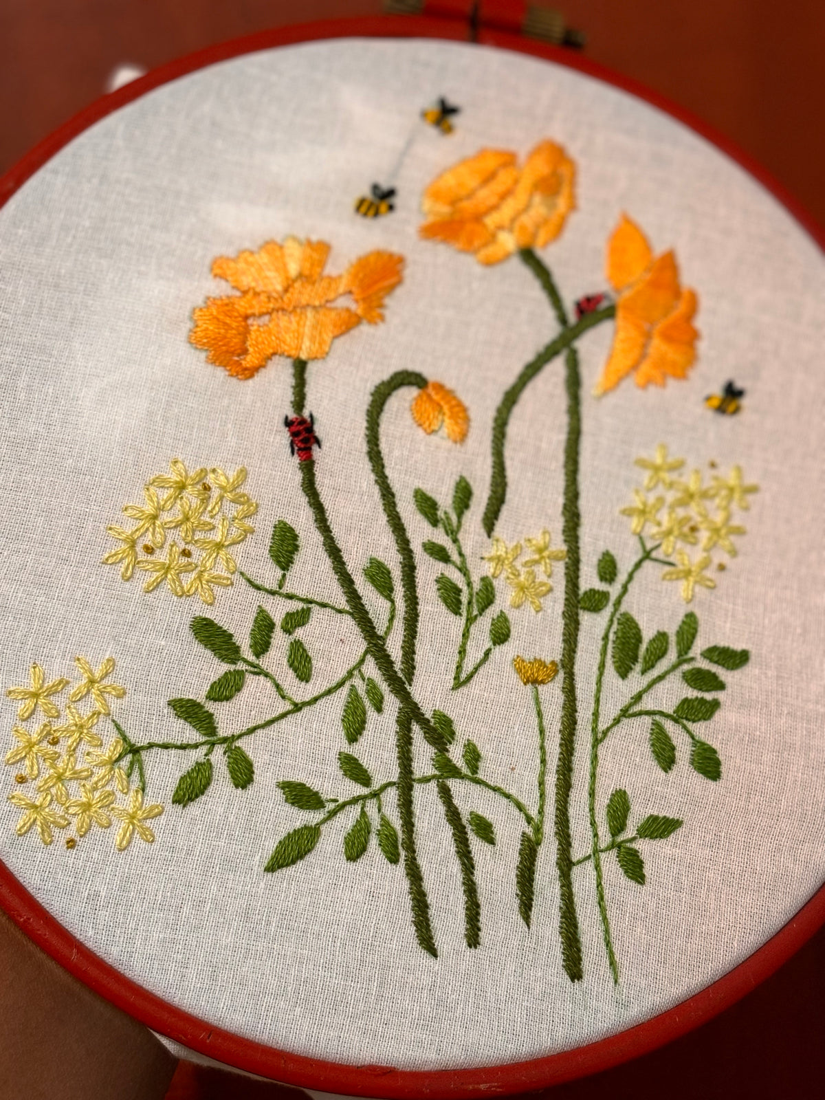 Set of 2 Hand Embroidered Floral Pillow Case 2