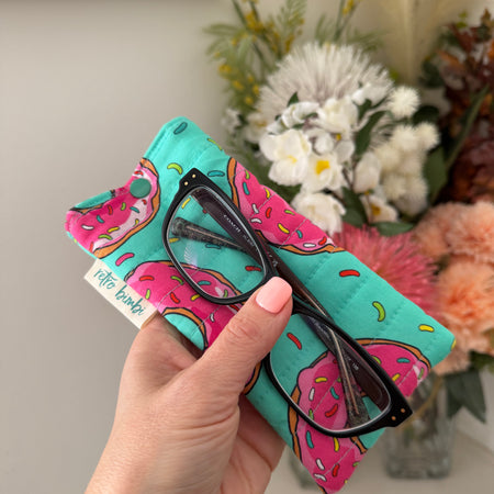 Quilted Glasses Case - Strawberry Donut