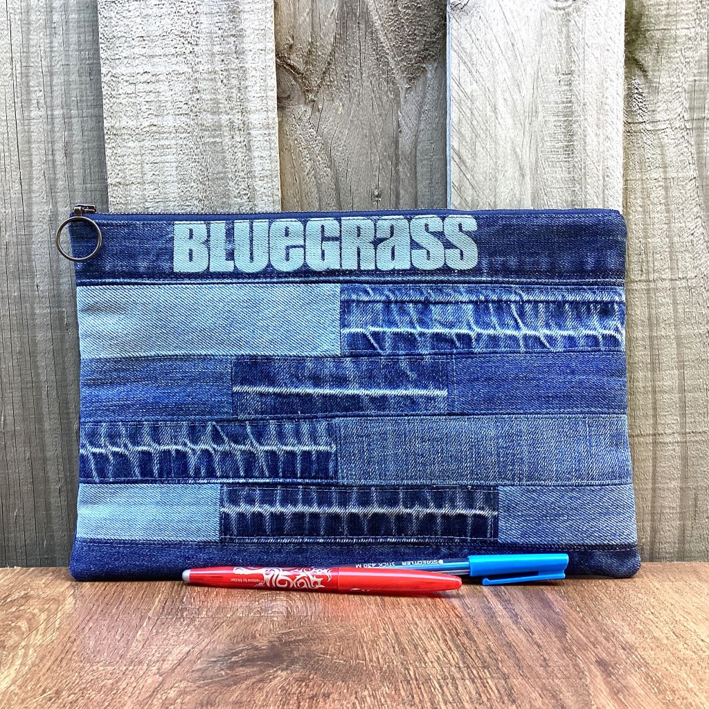 Large Upcycled Denim Pencil Case – Bluegrass