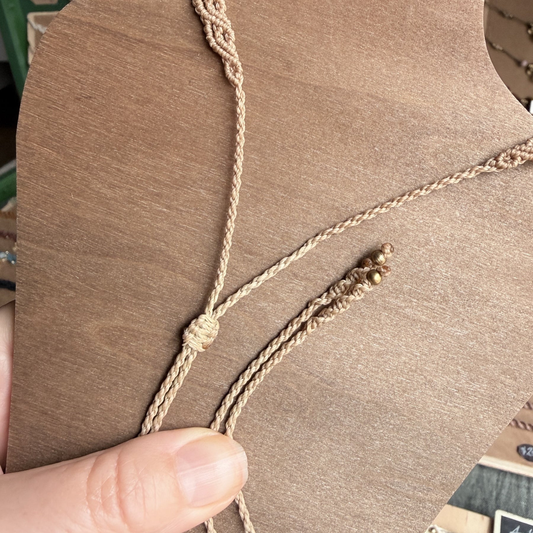 Macrame Filigree Choker with focal gemstone and solid brass drop.