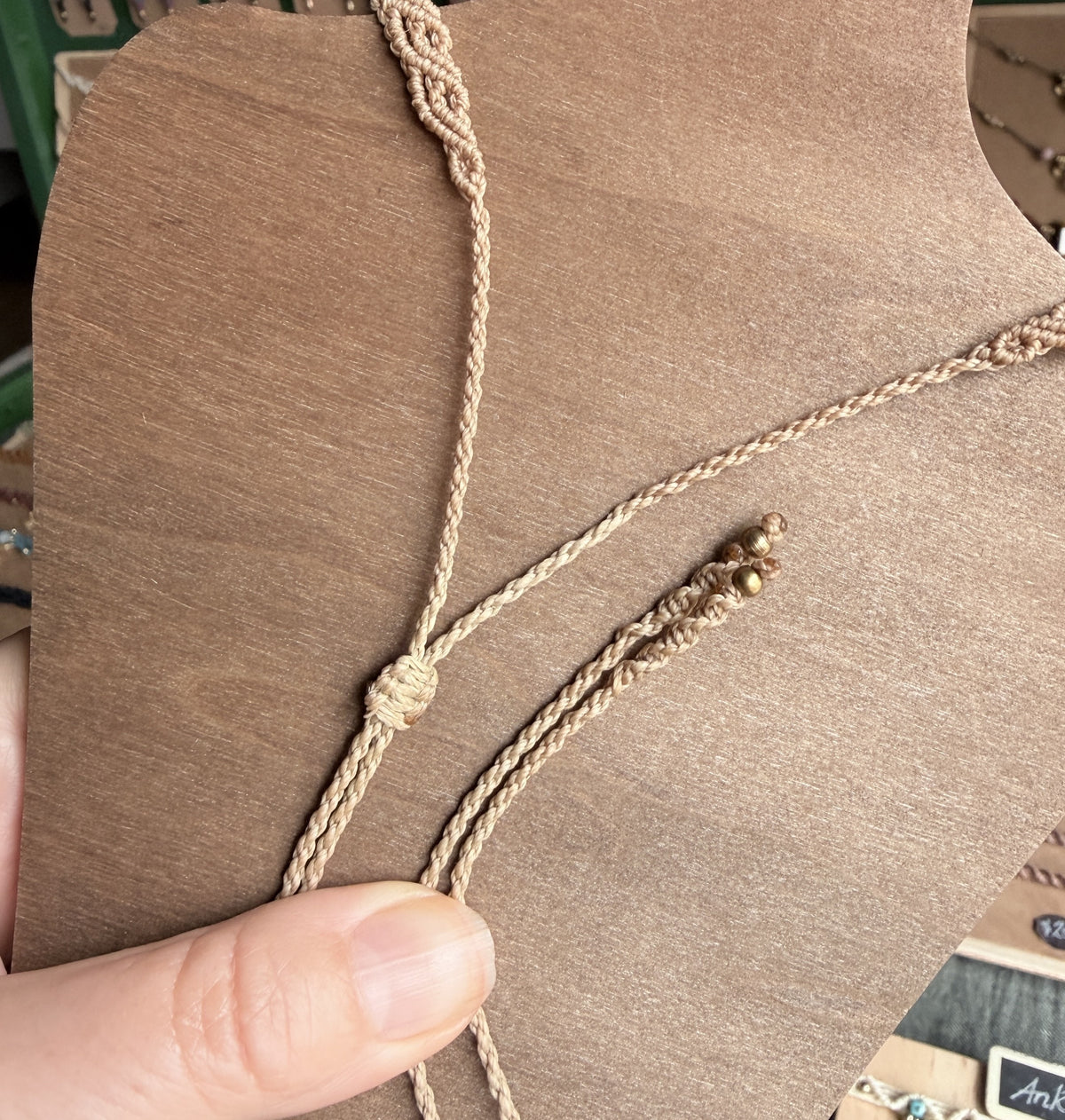 Macrame Filigree Choker with focal gemstone and solid brass drop.