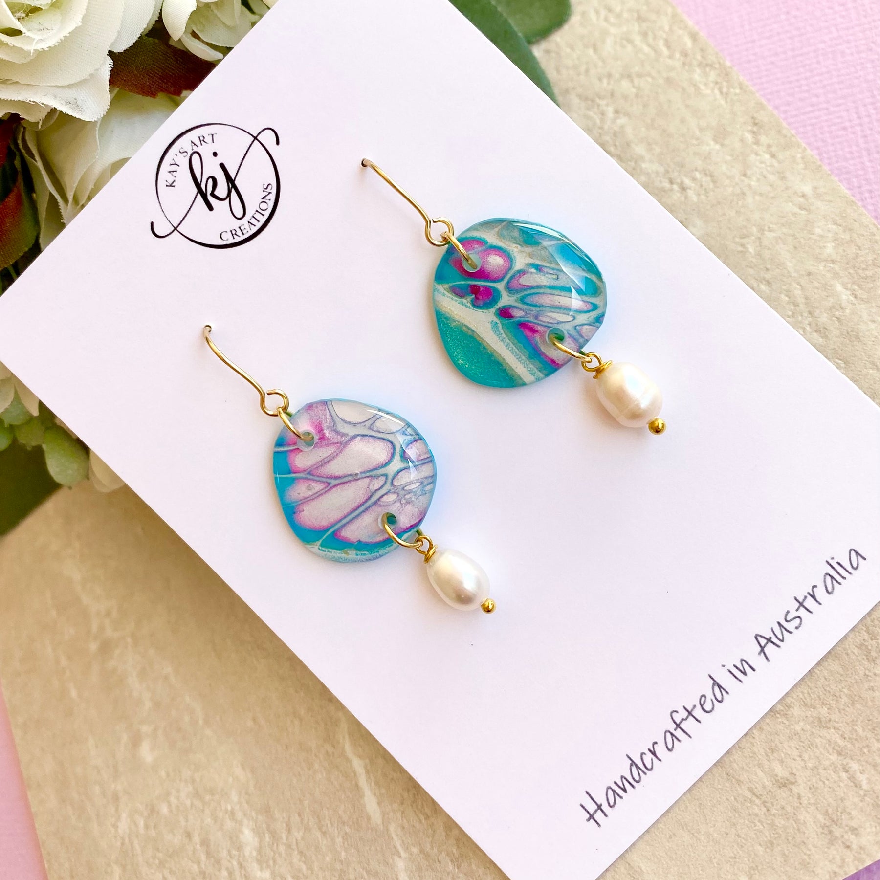 Artisan Freshwater Pearls and Art Earrings