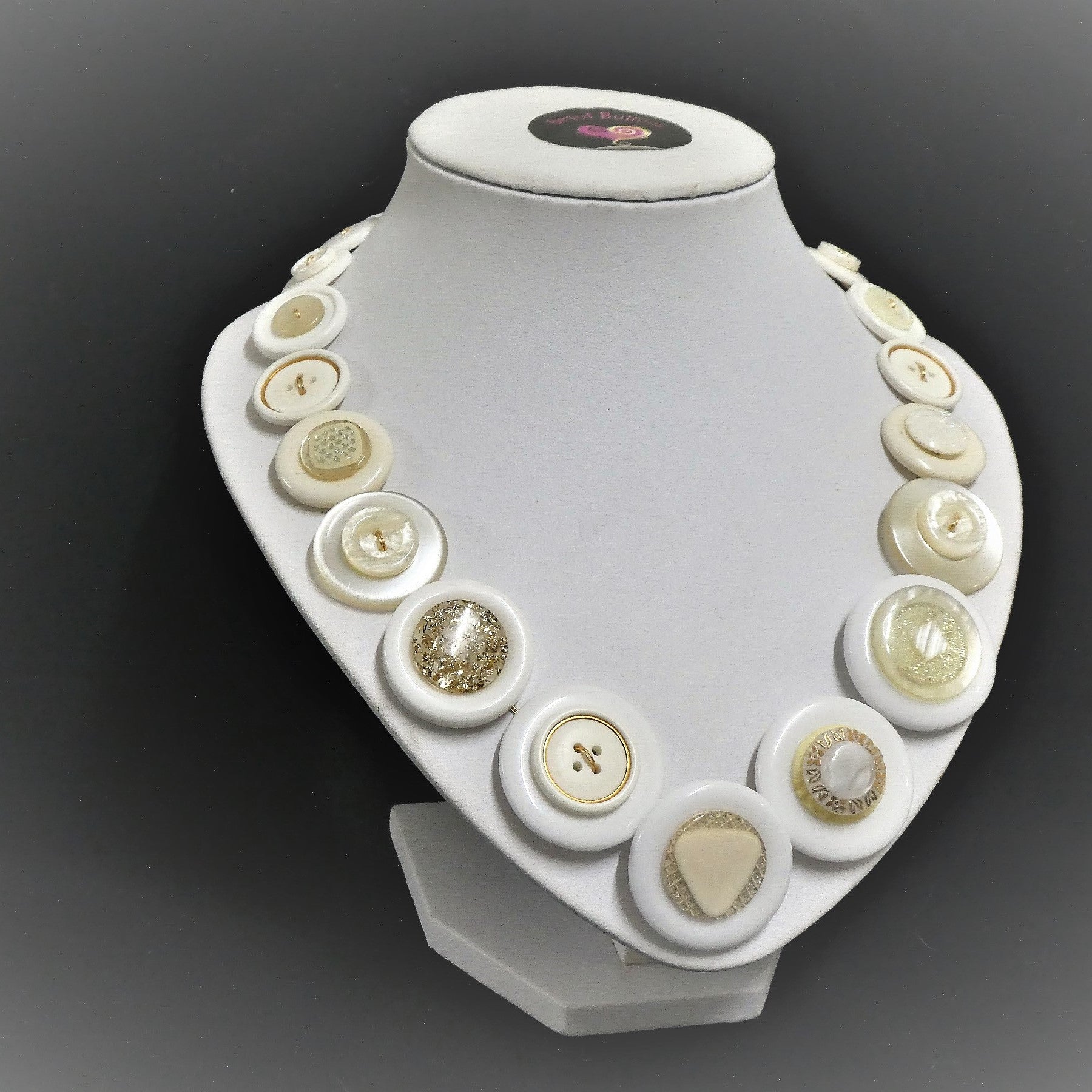 Button necklace - White Night