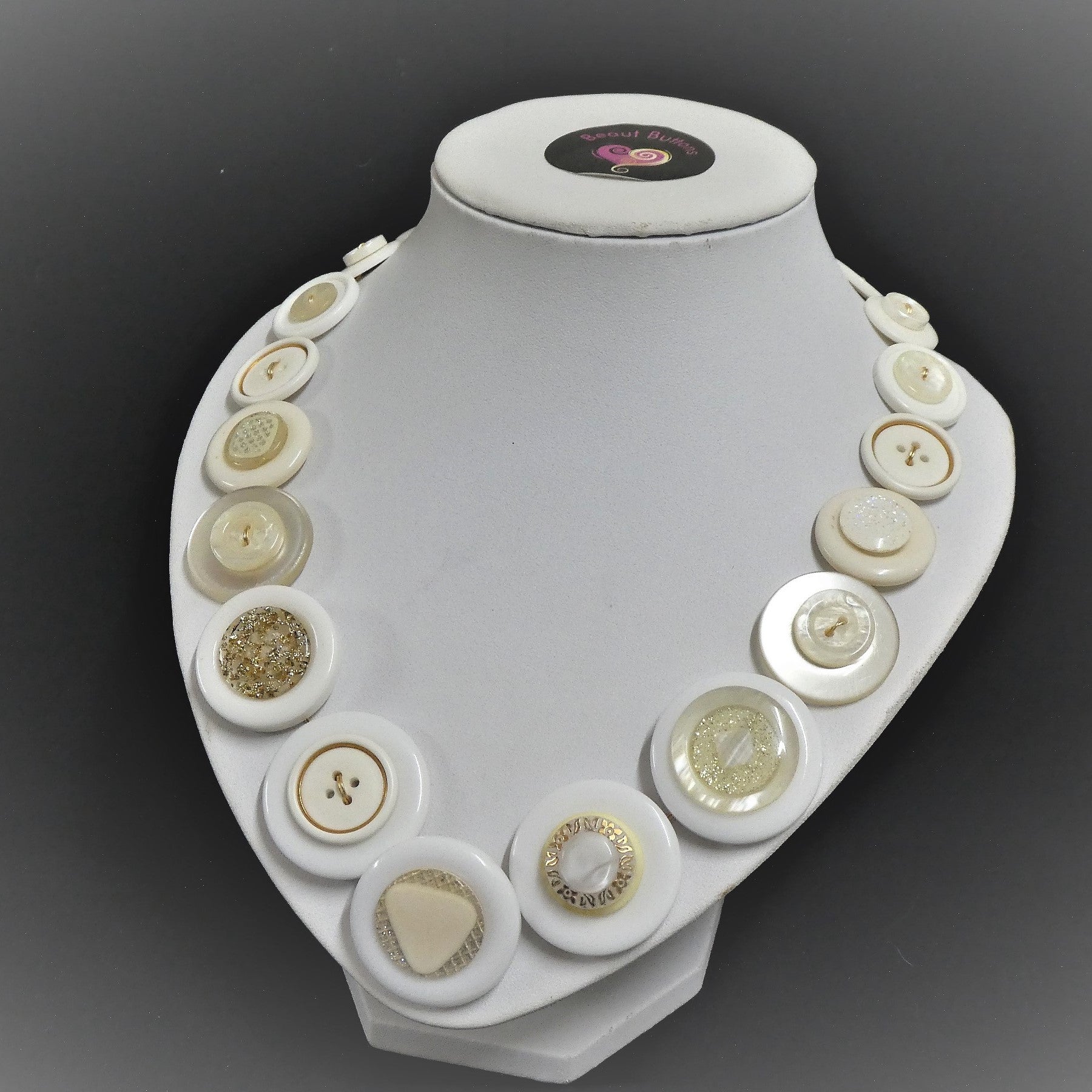 Button necklace - White Night