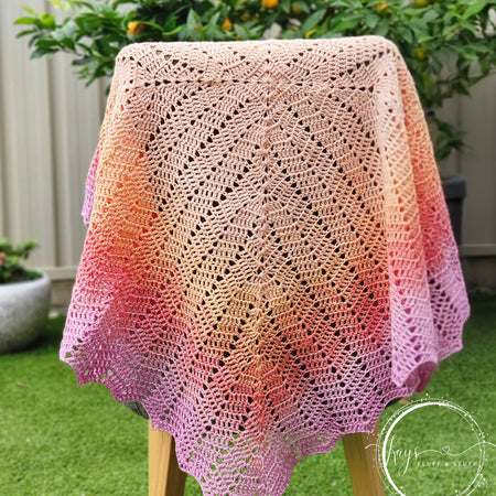 Crochet Peach to Pink Ombre Baby Blanket