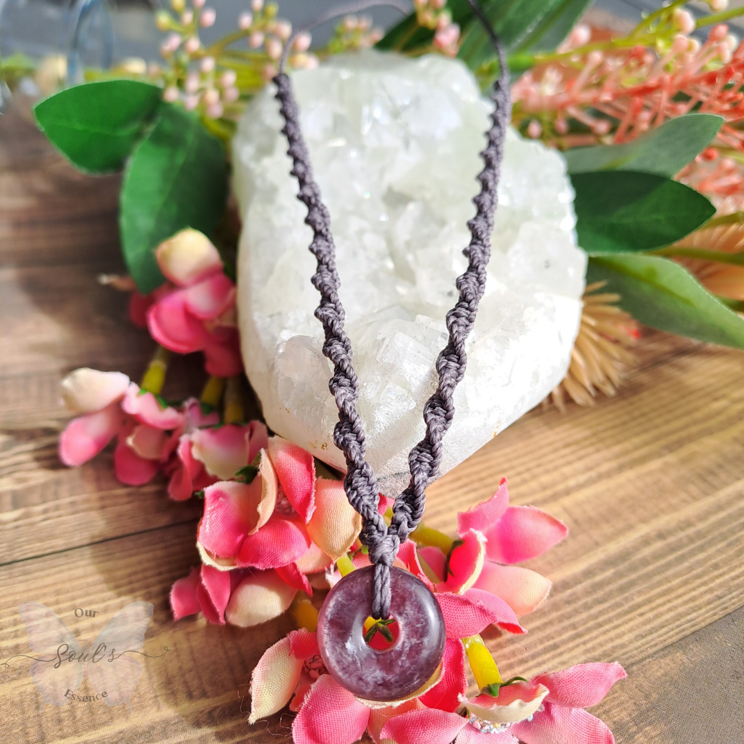 Lepidolite Micro Macramé Necklace