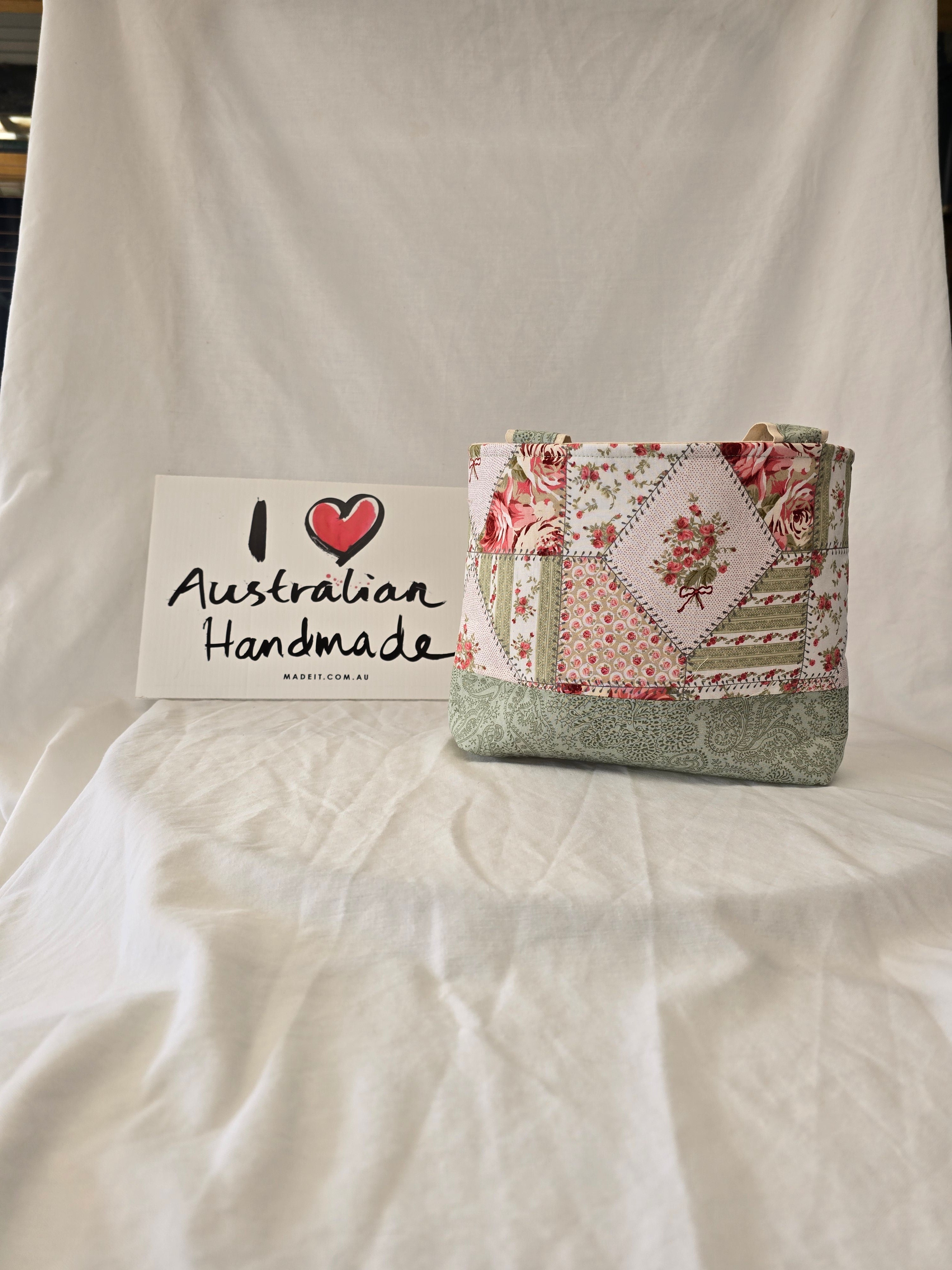 Handmade |Classic Handbag | Vintage Rose | Cottage Garden Collection