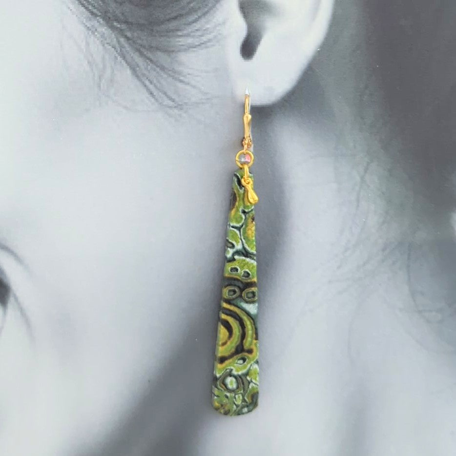 Mokume Gane Earrings in Green