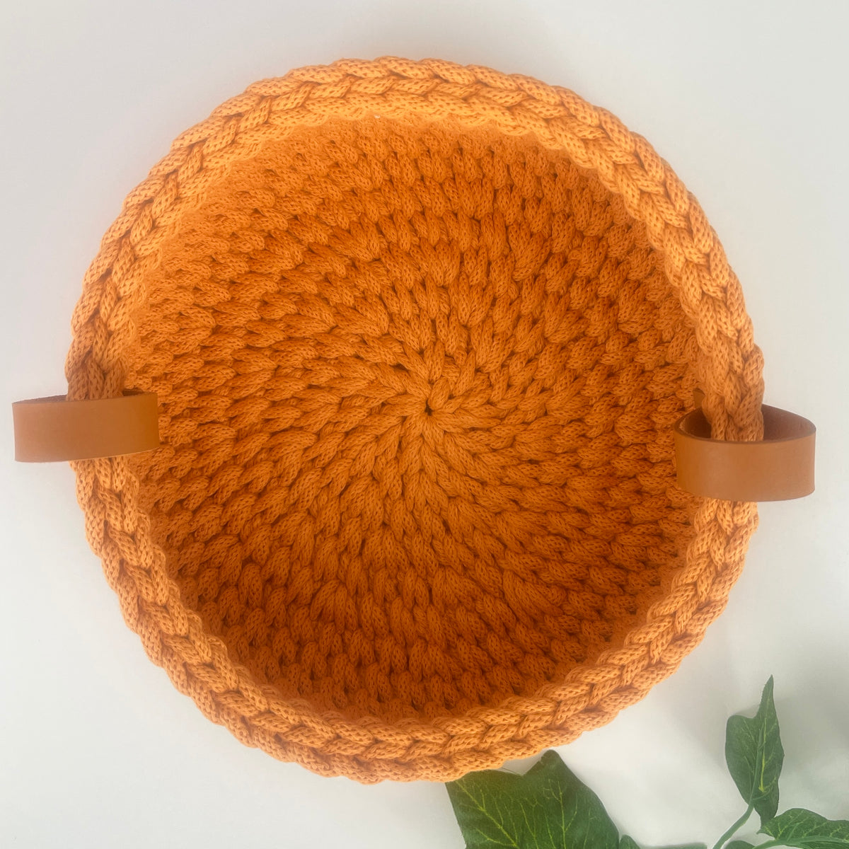 Crochet basket with handles - colour Orange