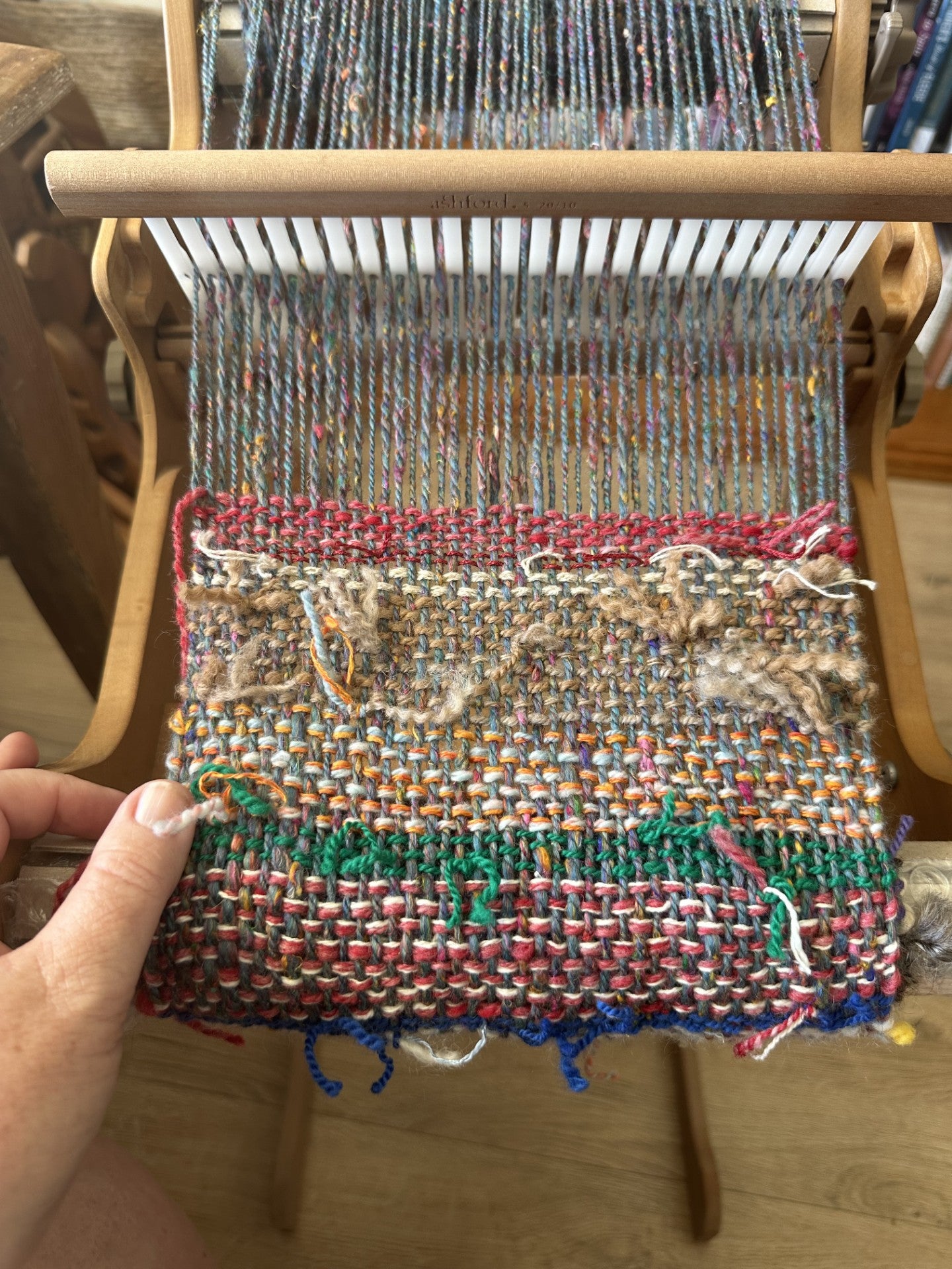 'Boho Scrappy' Handspun Natural Fibres Woven Scarf