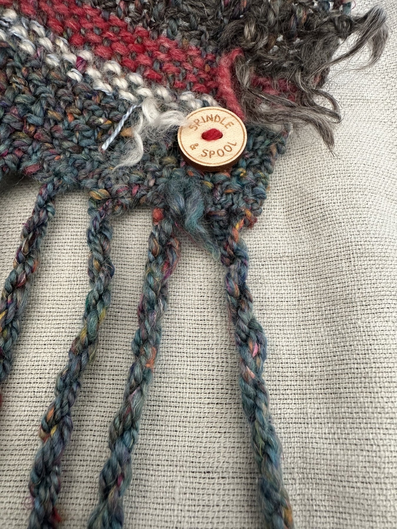 'Boho Scrappy' Handspun Natural Fibres Woven Scarf