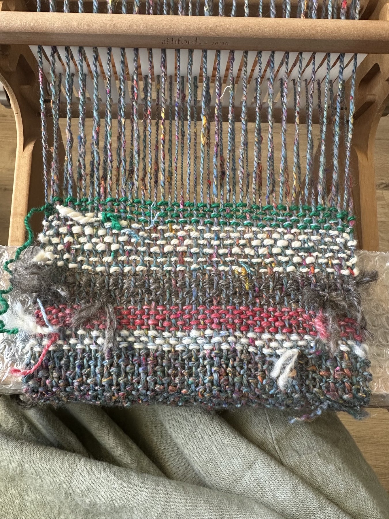 'Boho Scrappy' Handspun Natural Fibres Woven Scarf