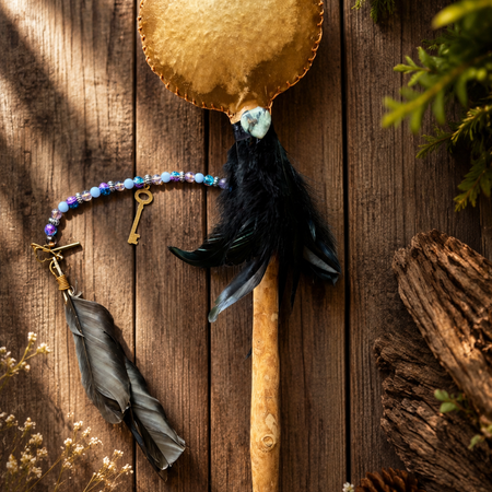 Handmade Kangaroo Hide Rattle – One of a Kind