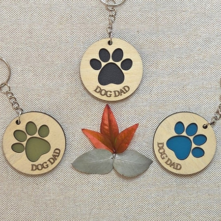 DOG DAD - Handcrafted Timber Keyrings