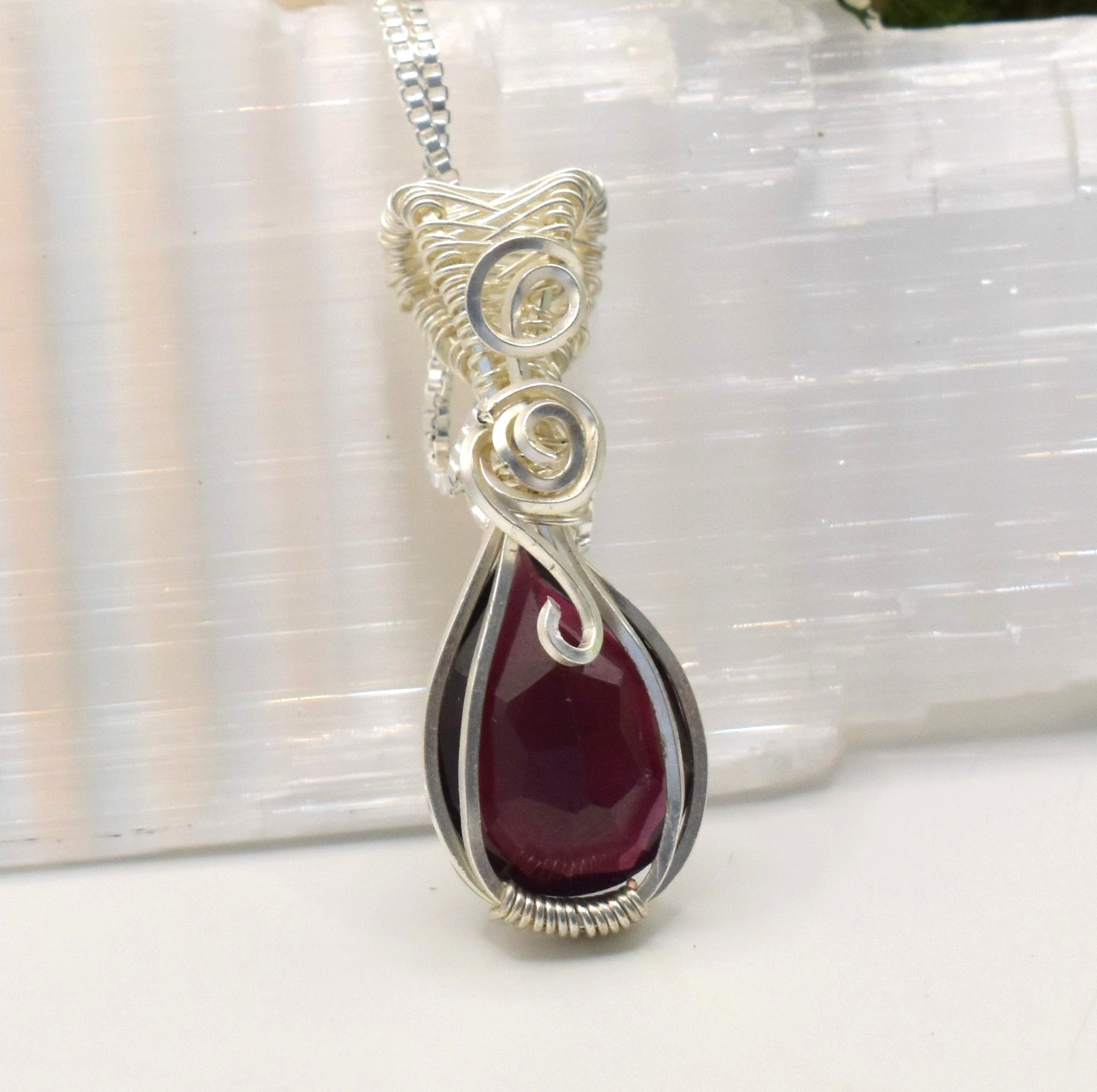 Wire-wrapped Garnet Keepsake Pendant
