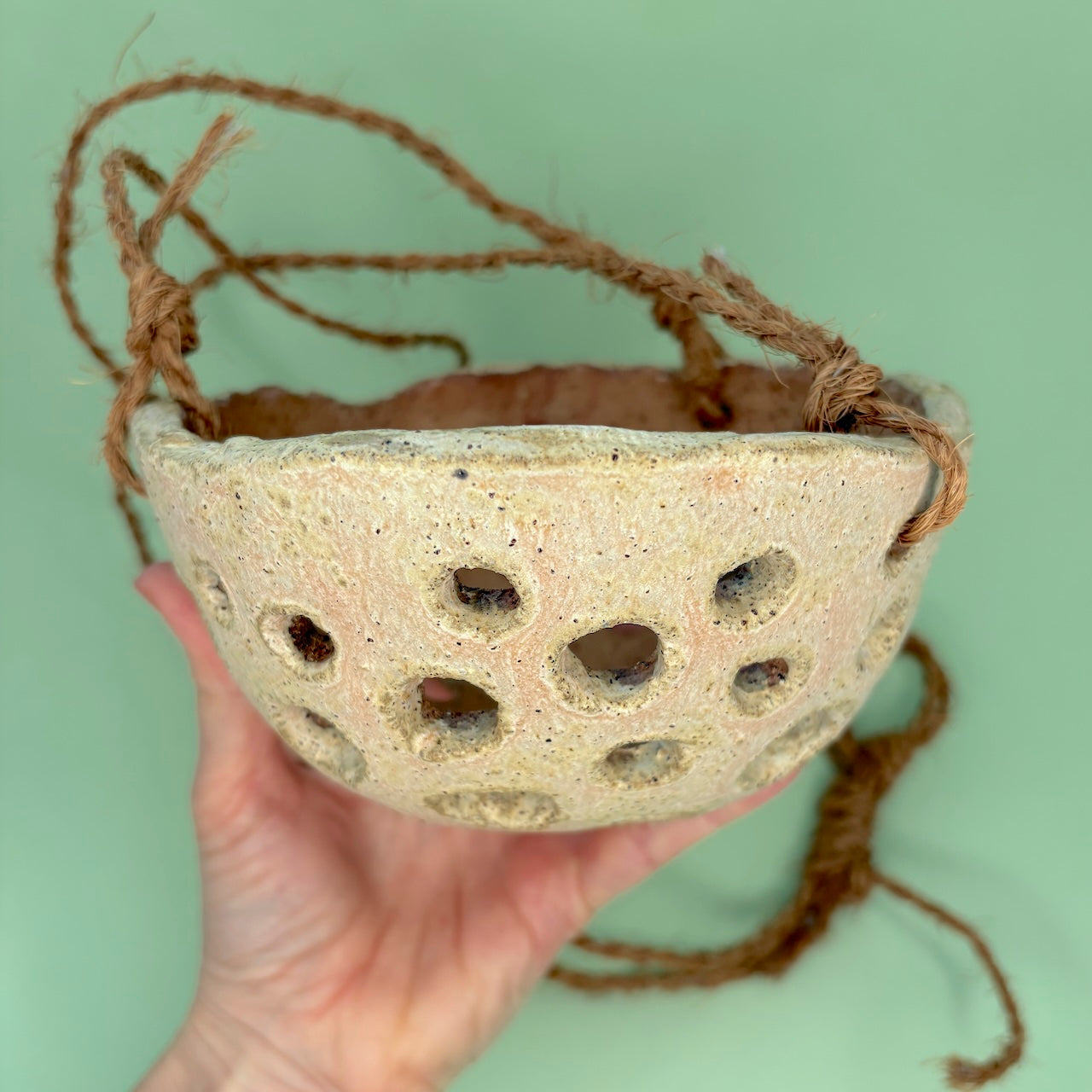 Ceramic dome hanging orchid pot
