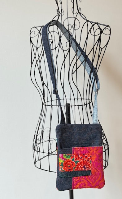 Crossbody Bag -  Unique -  Embroidered -  Textile Art -  Collage