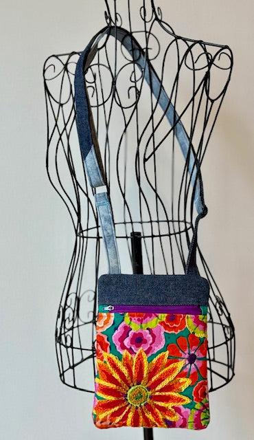 Crossbody Bag -  Unique -  Embroidered -  Textile Art -  Collage