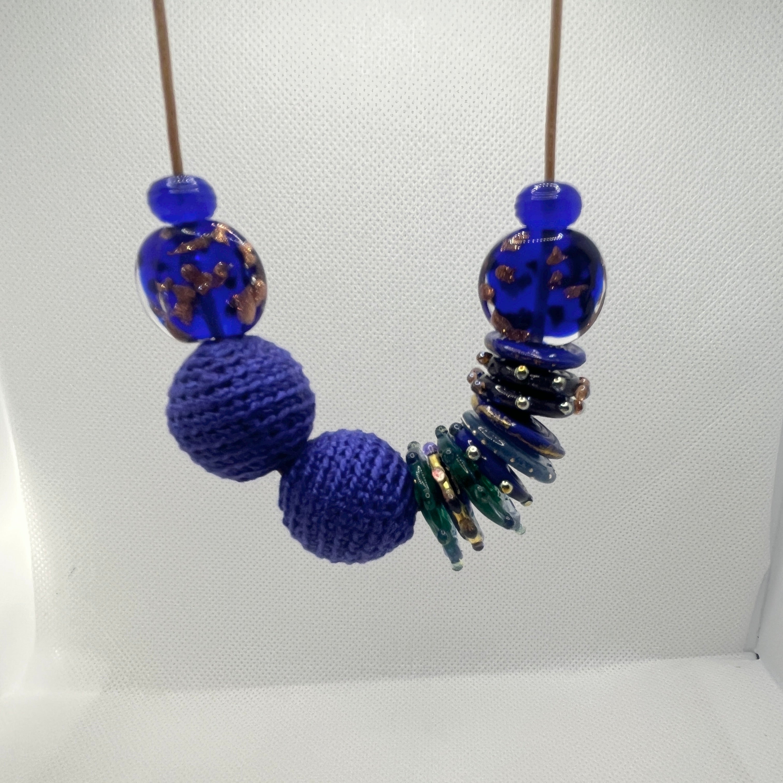Handmade Adjustable Necklace - Blue Glass
