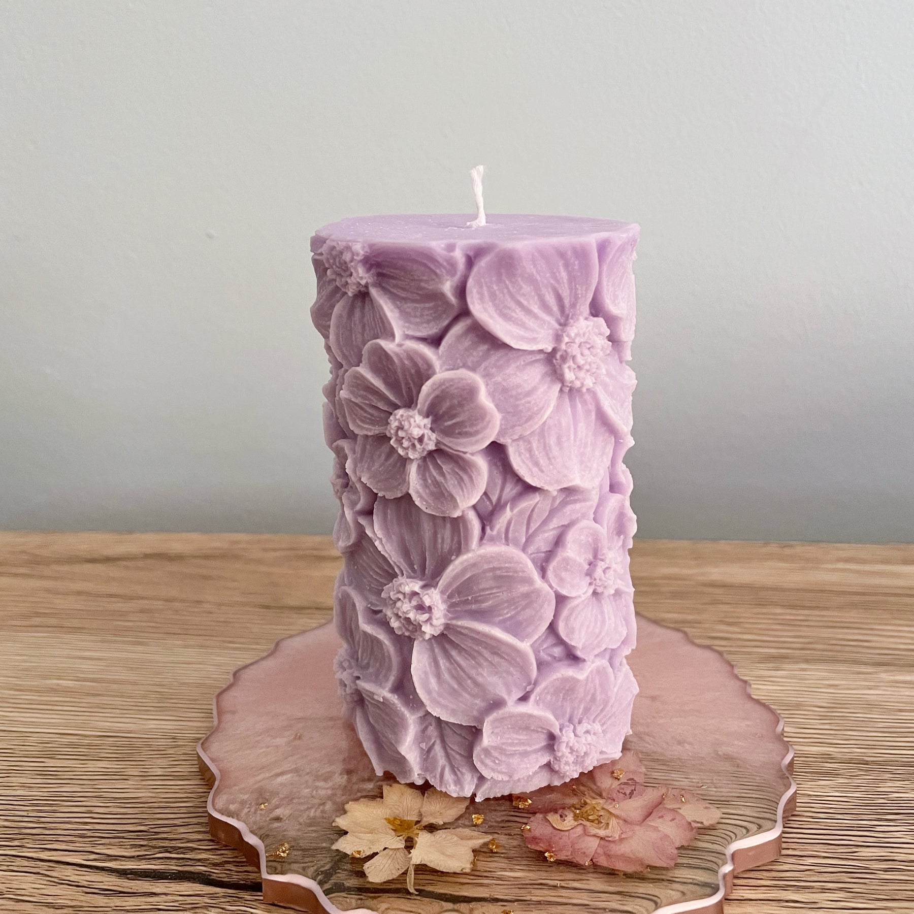 Tall Flower Pillar Candle