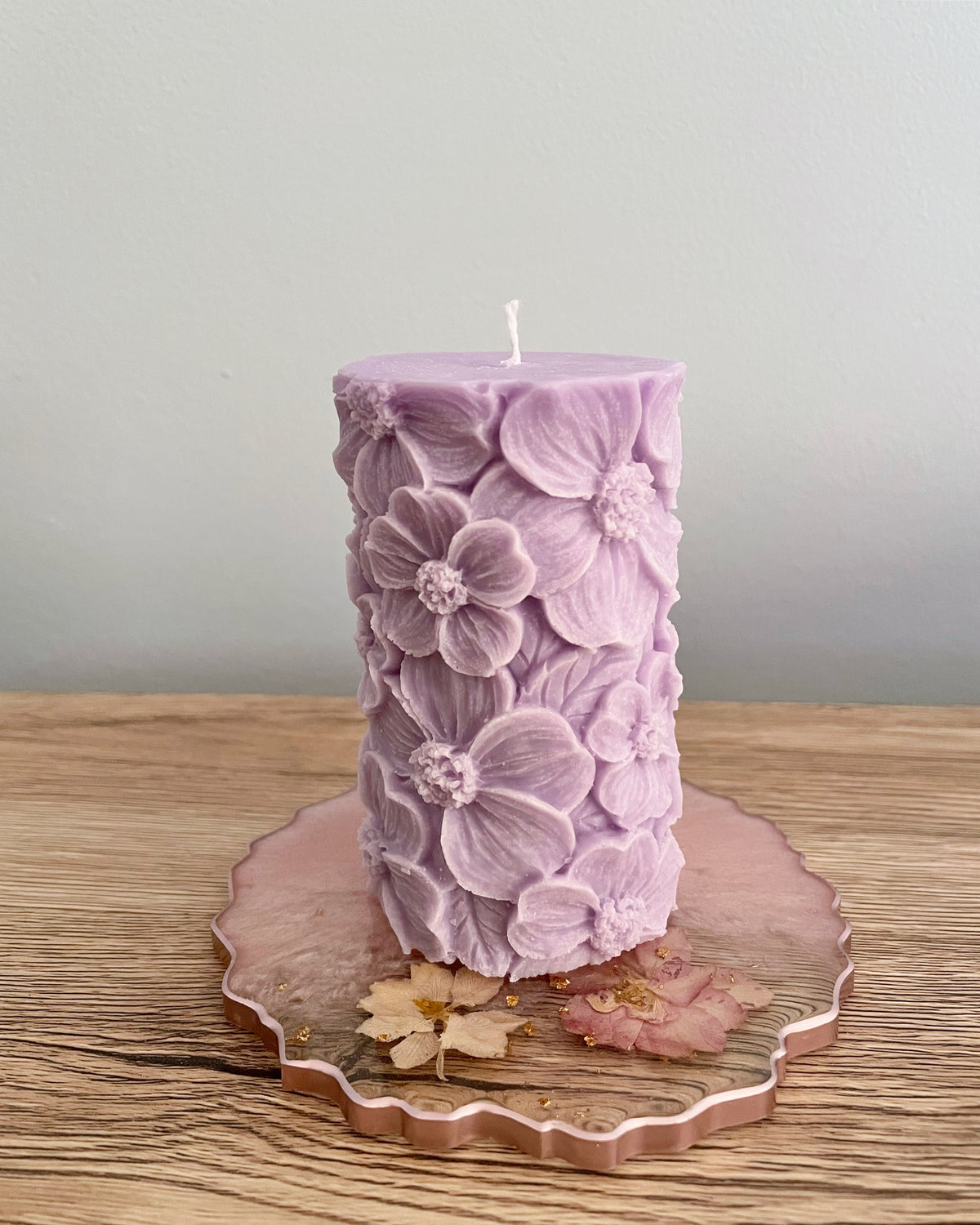 Tall Flower Pillar Candle