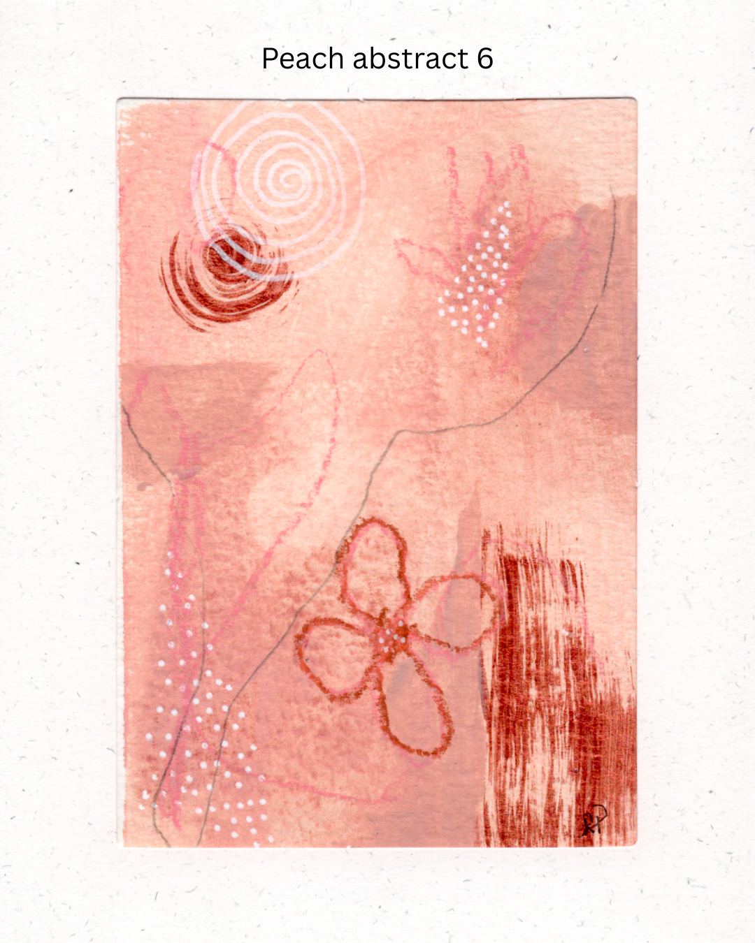 Original Mixed Media Greeting Cards I Peach Abstract Collection