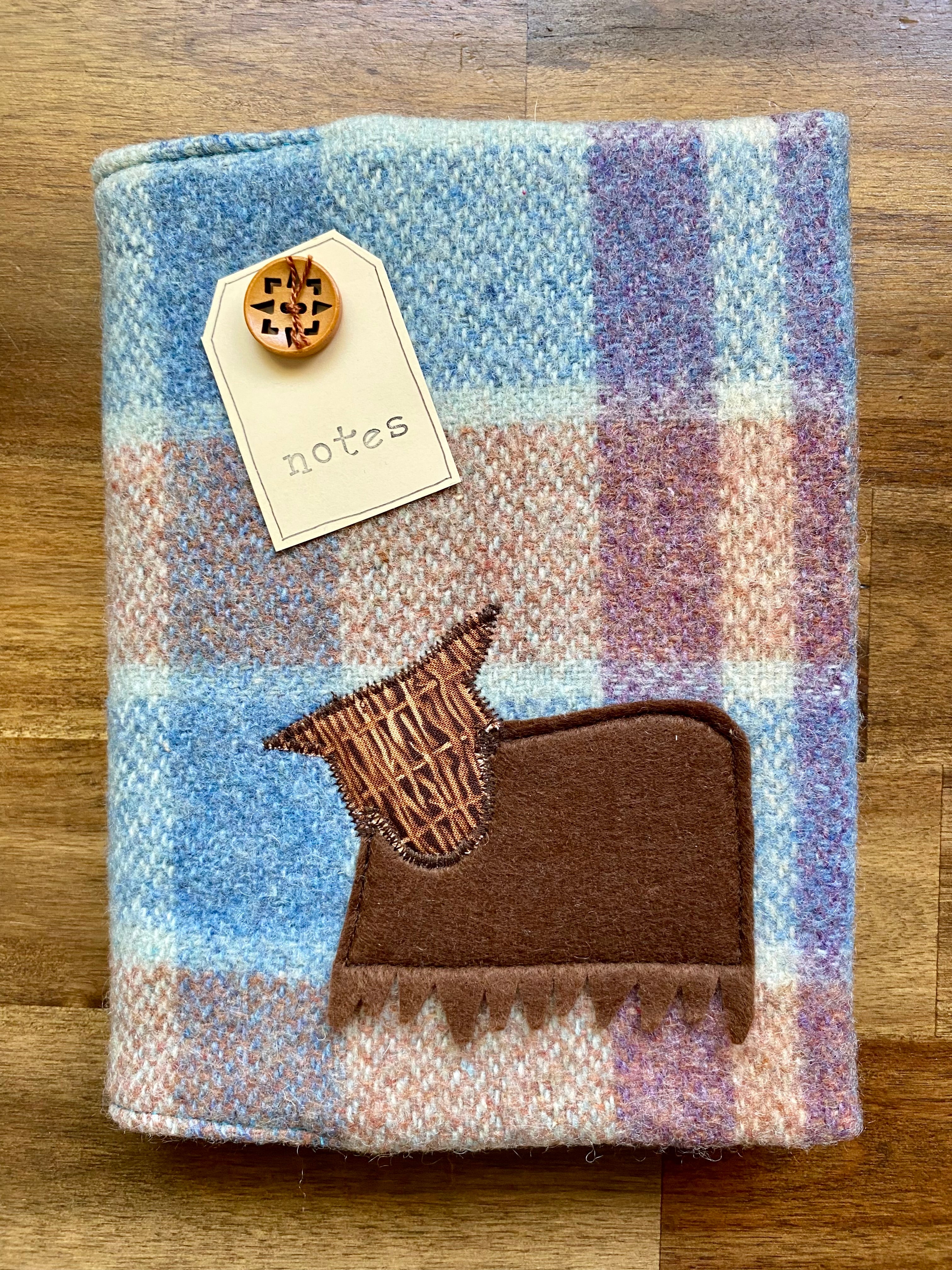 A5 Upcycled Notebook Highland Cow - Blue