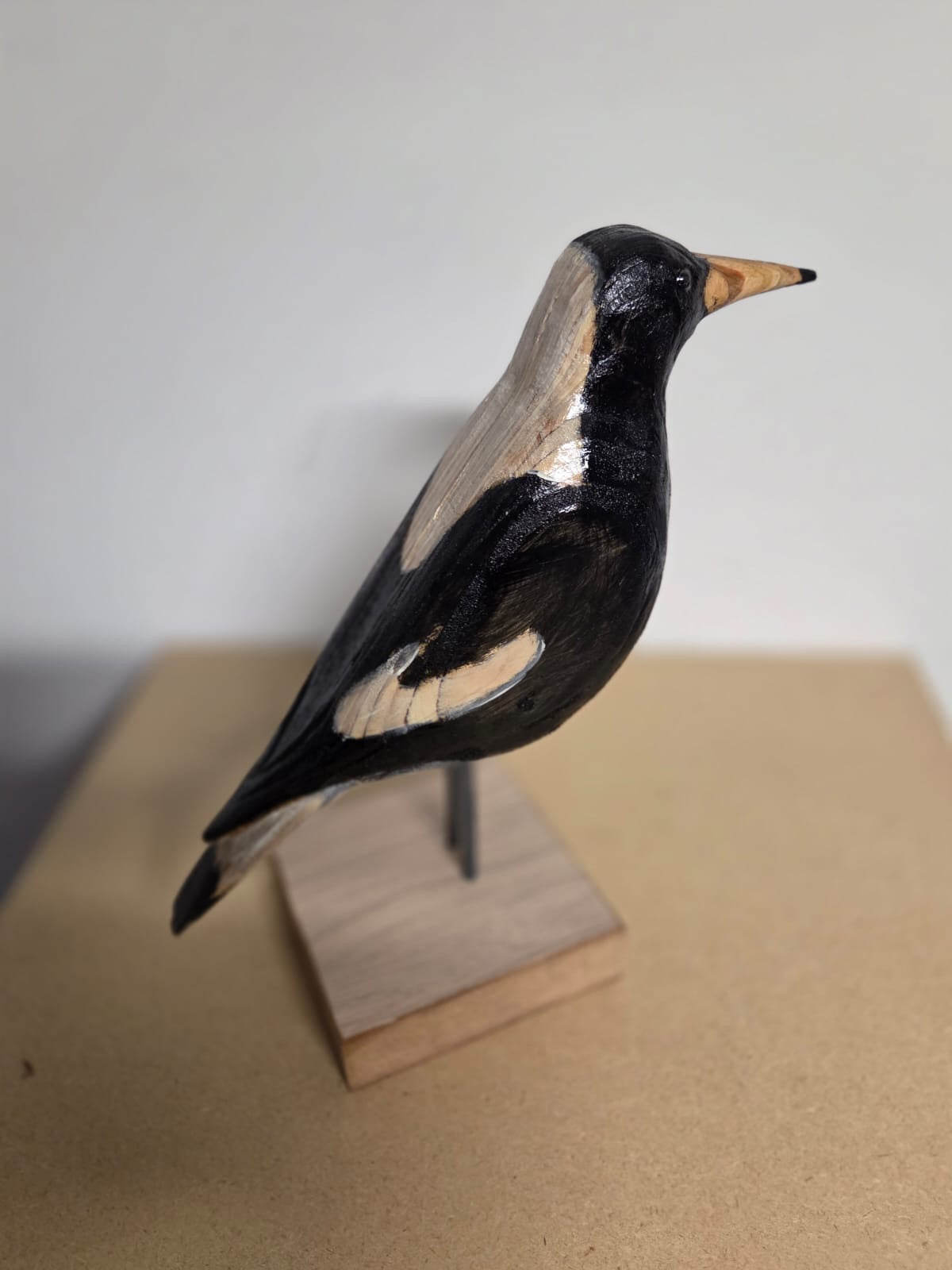 Hand carved Wooden Magpie Sculpture