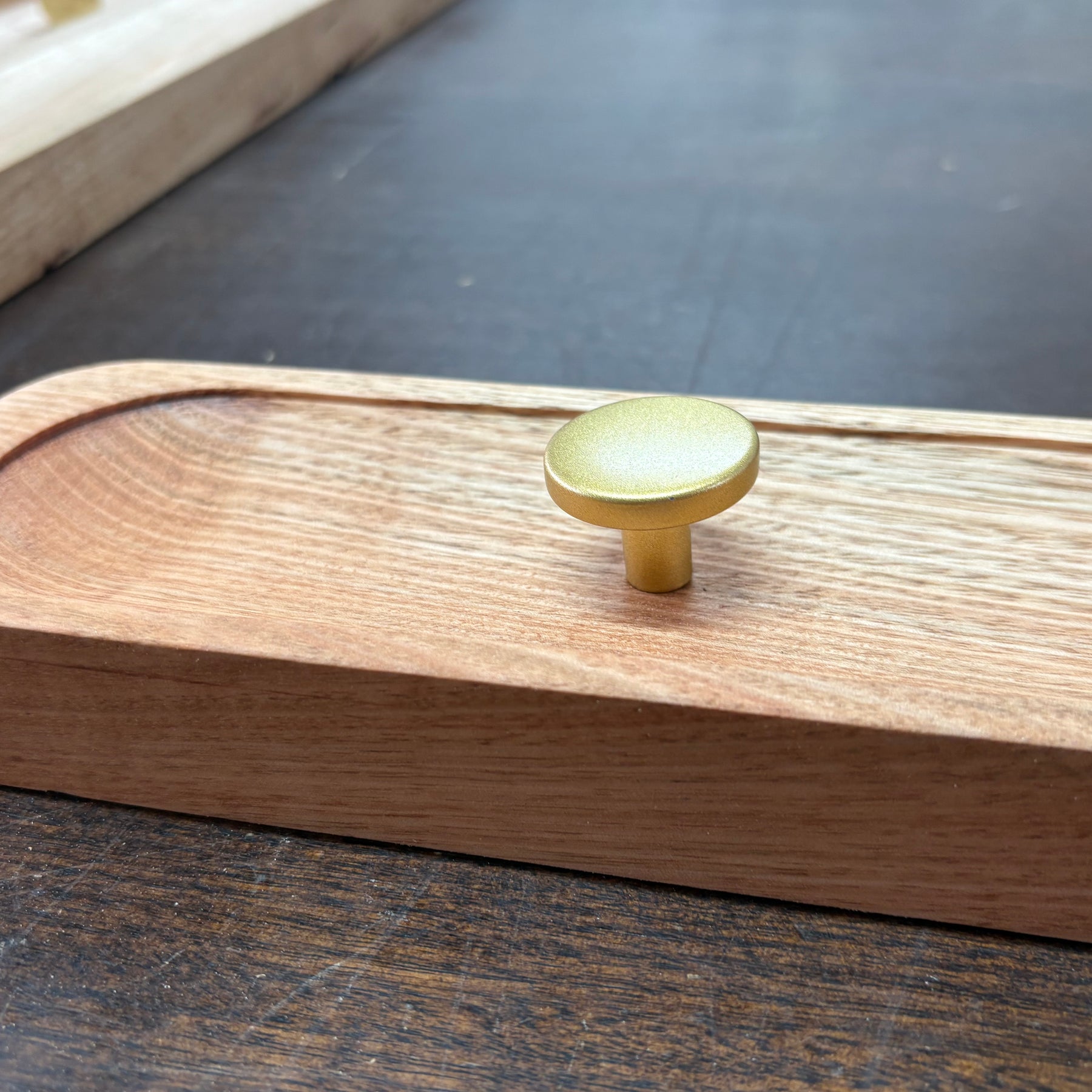 No.1 Tasmanian oak coat rack with gold hooks