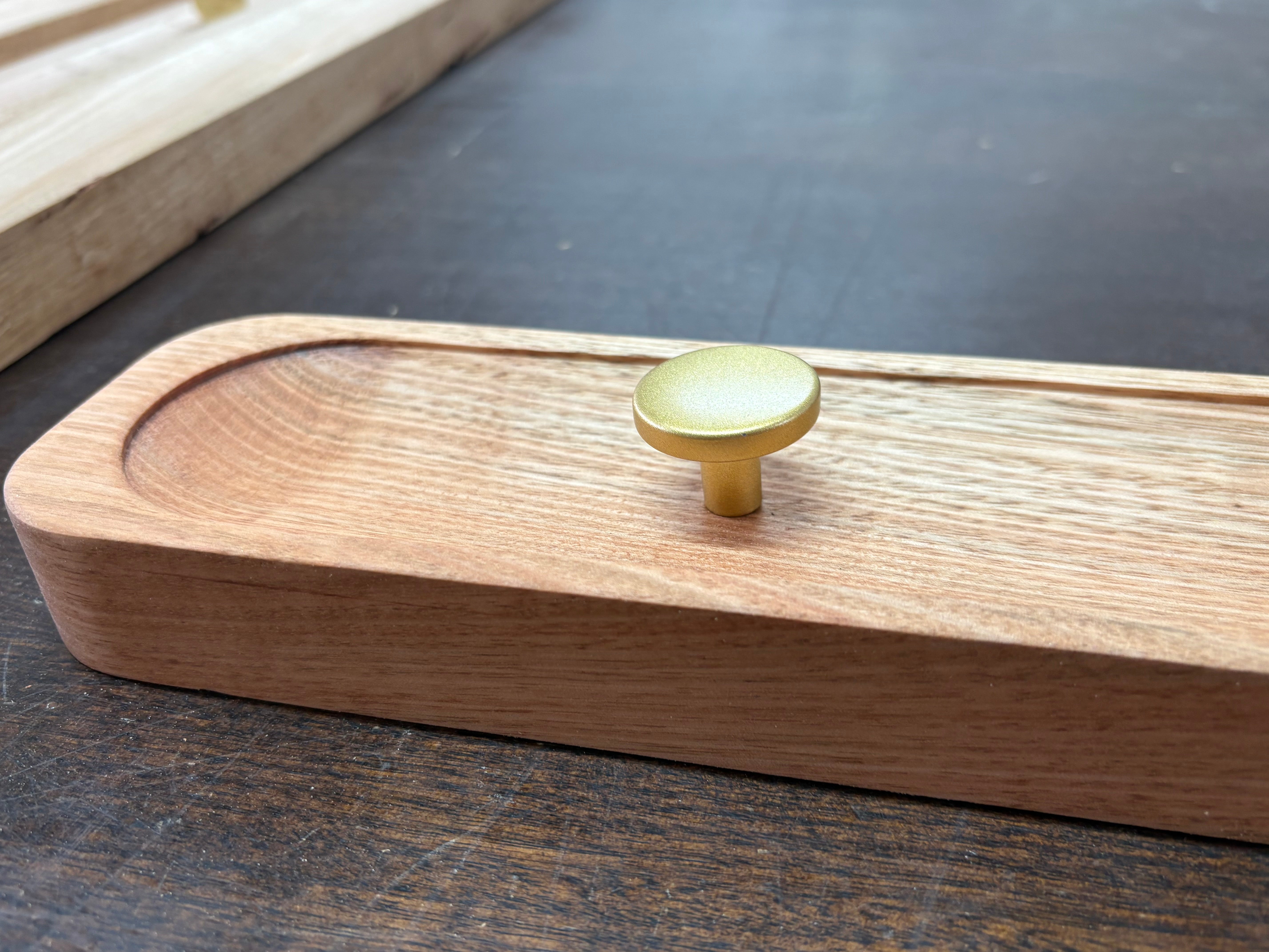 No.1 Tasmanian oak coat rack with gold hooks