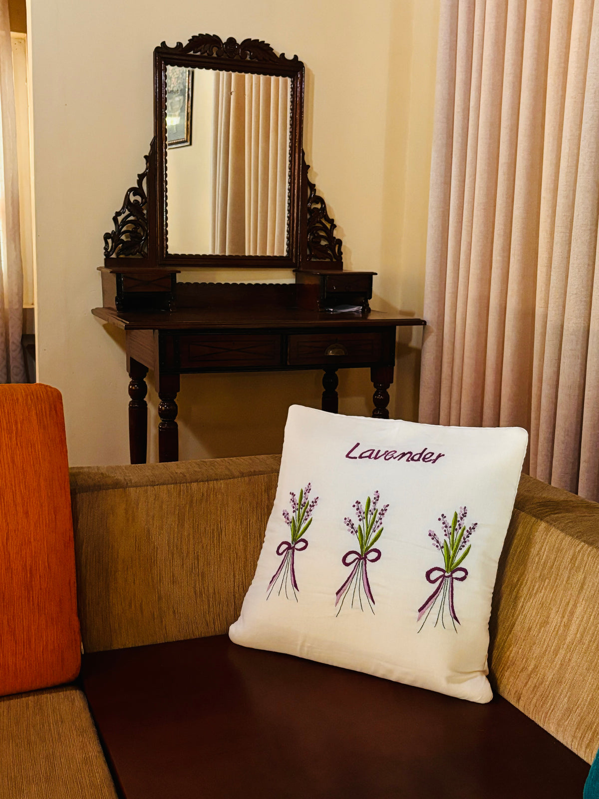 Lavender Embroidered Cushion/Pillow Cover