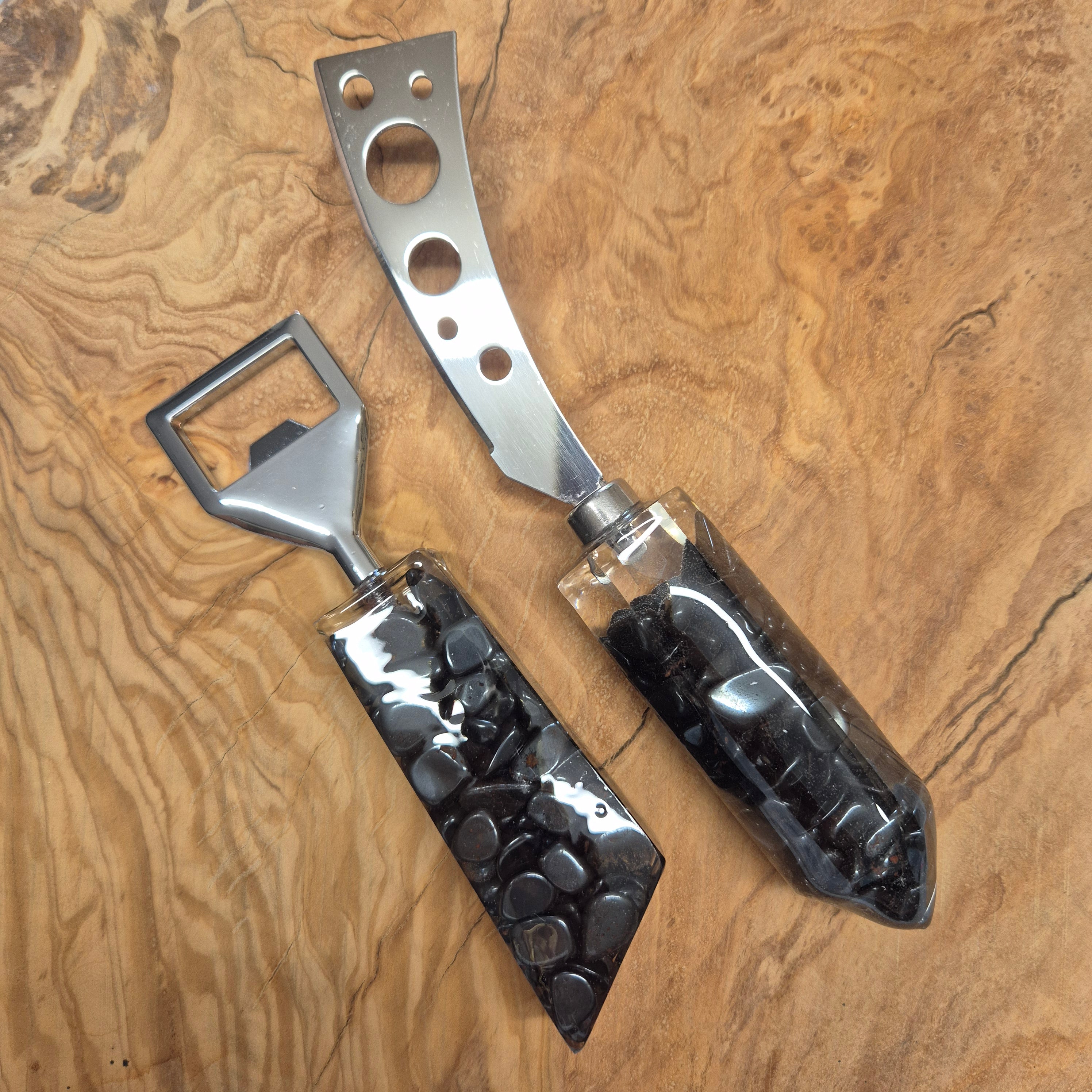 Handmade Resin cheese knife and bottle opener gift sets