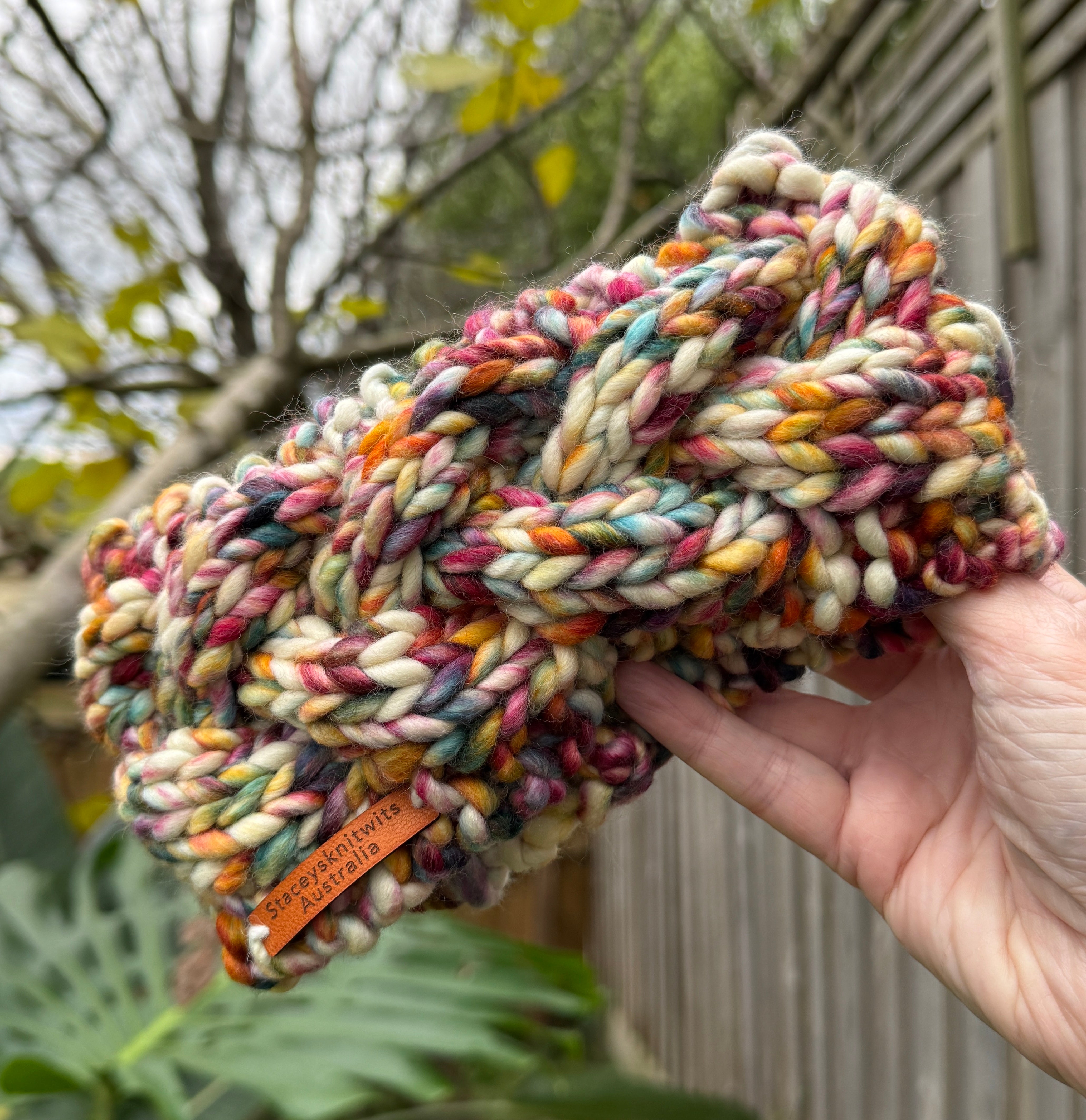 Hand Knitted Headband, Merino Wool Stretchy Ladies Rainbow Headband