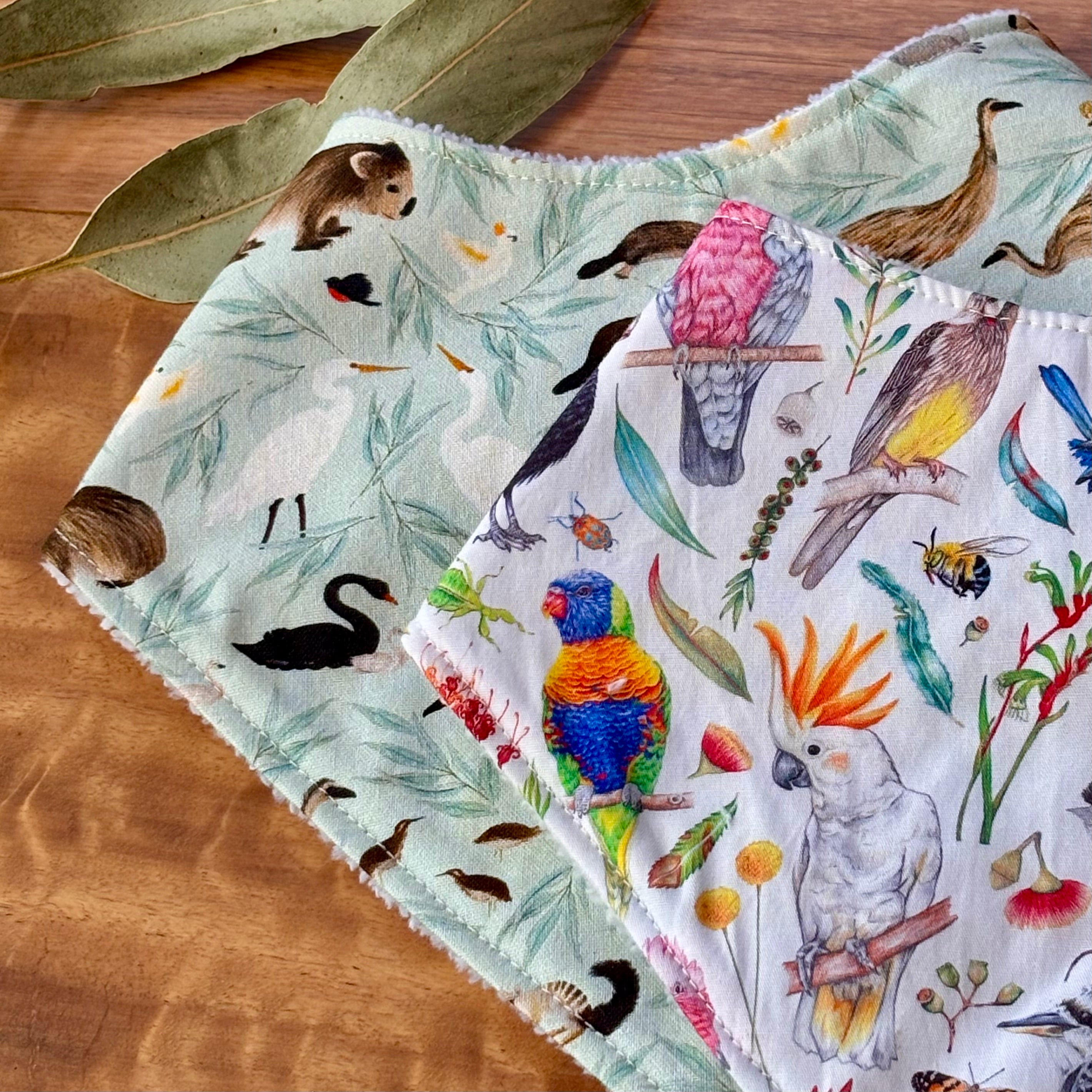 Australiana Baby Bib Set | Birdie Friends | Ready to Ship