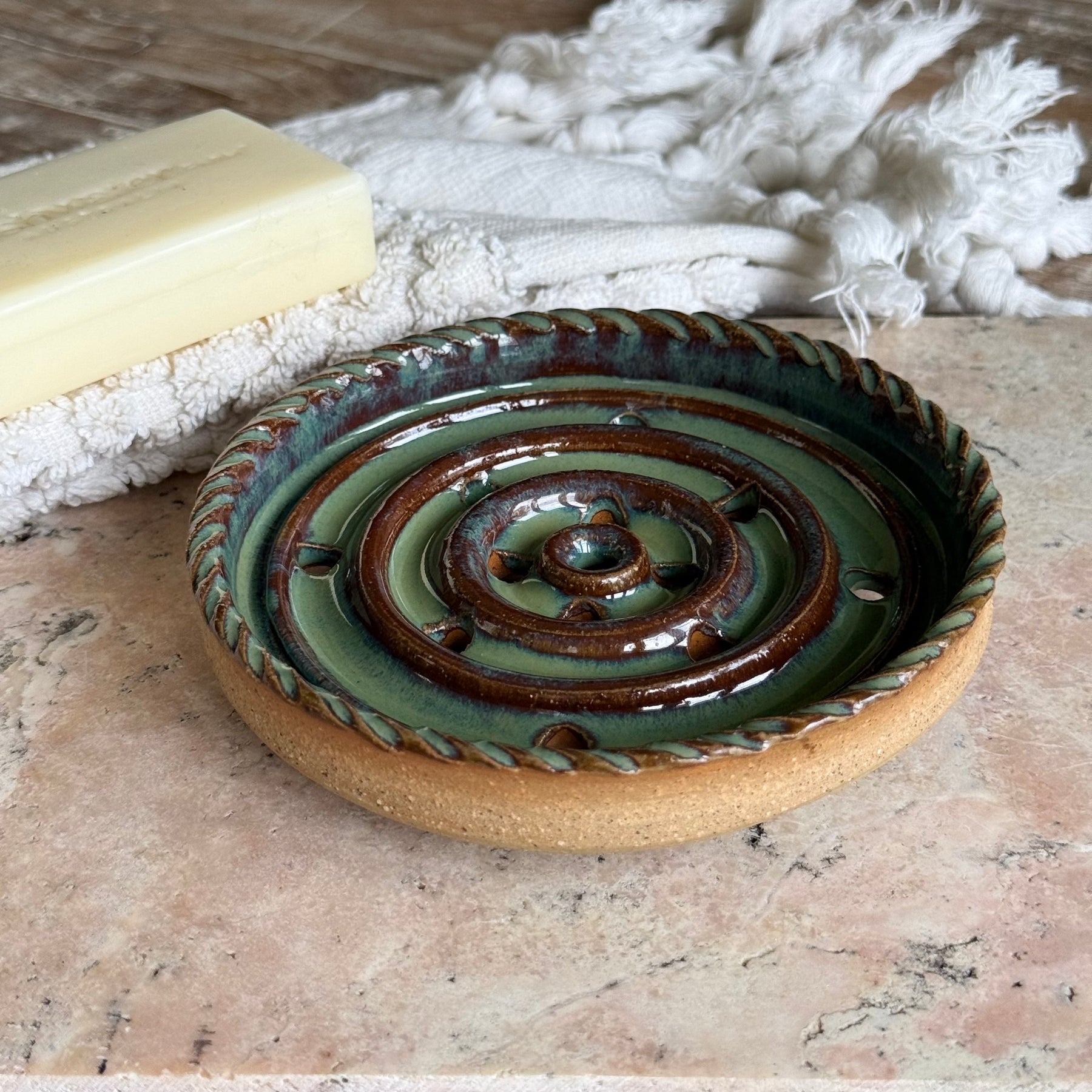 Handmade Ceramic Soap Dish | Footed Soap & Shampoo Bar Holder