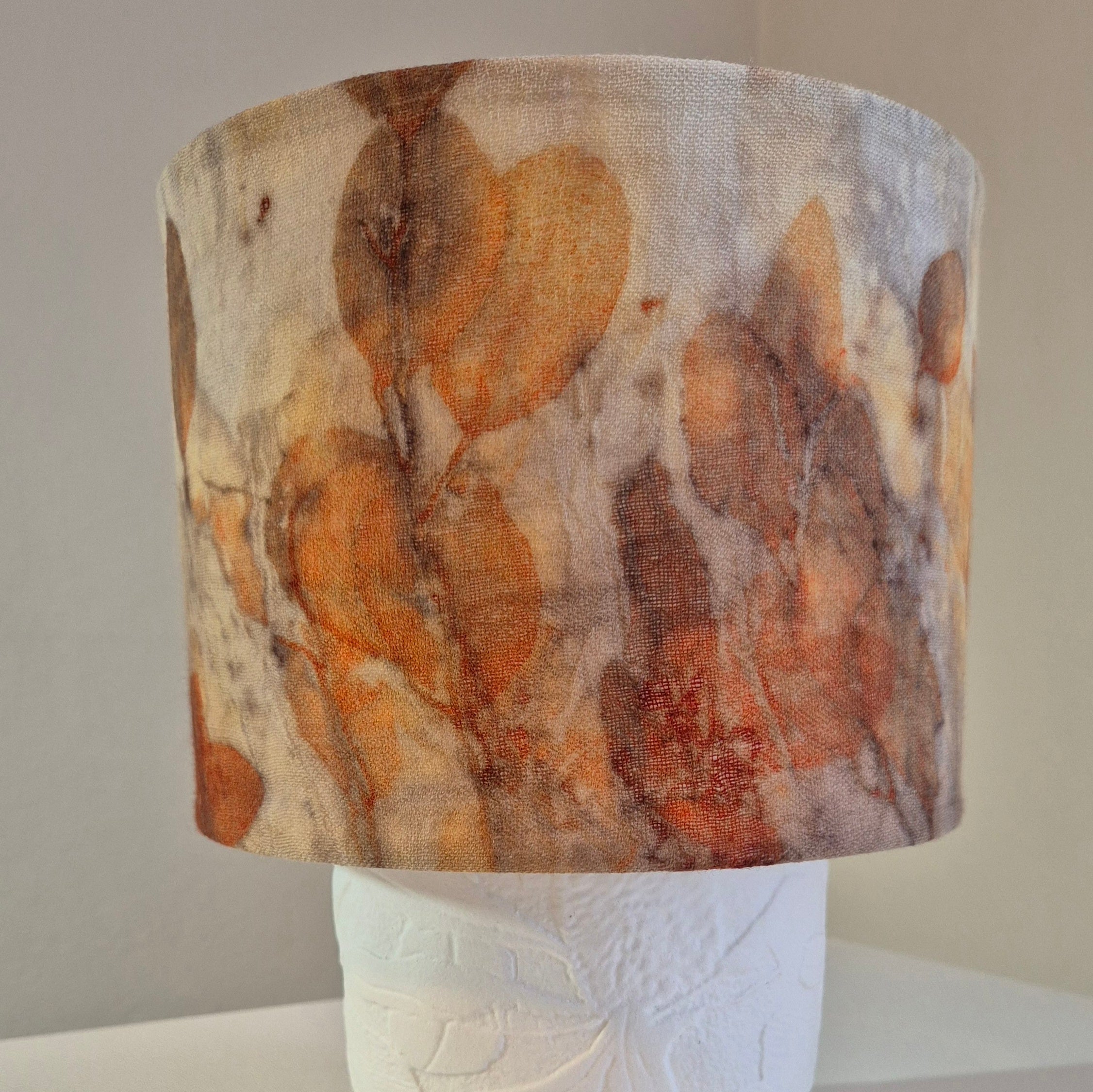 Lampshade small ecoprinted eucalyptus leaves gumnuts