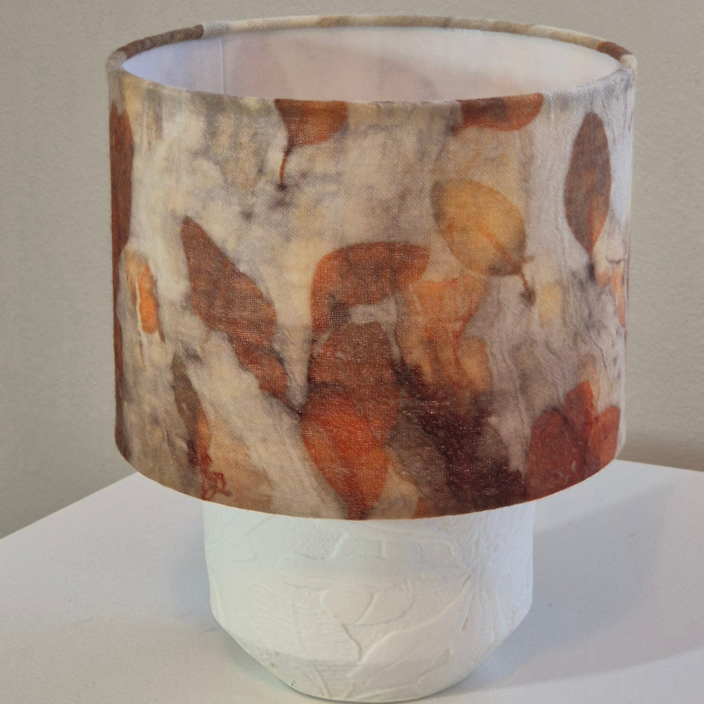 Lampshade small ecoprinted eucalyptus leaves gumnuts