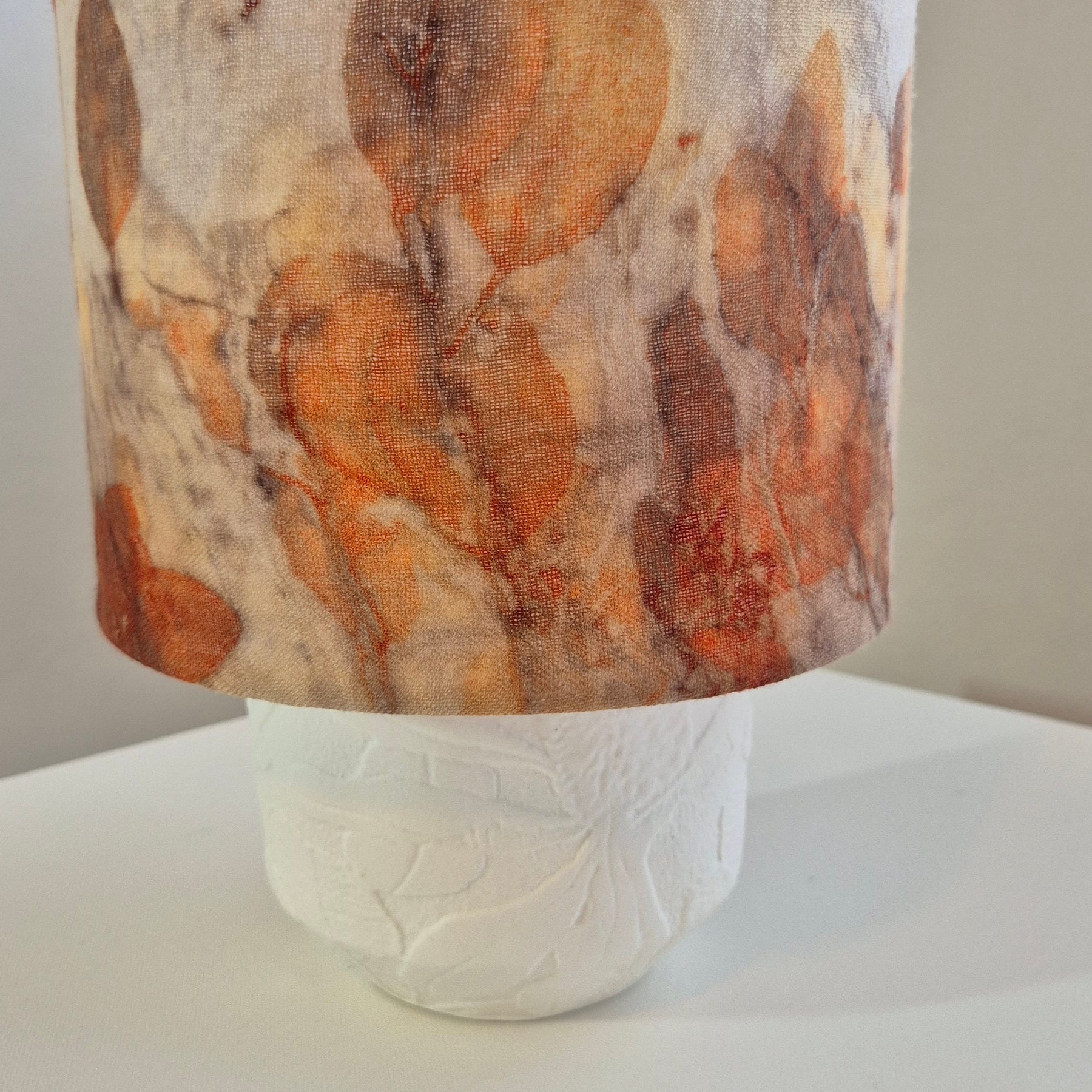 Lampshade small ecoprinted eucalyptus leaves gumnuts