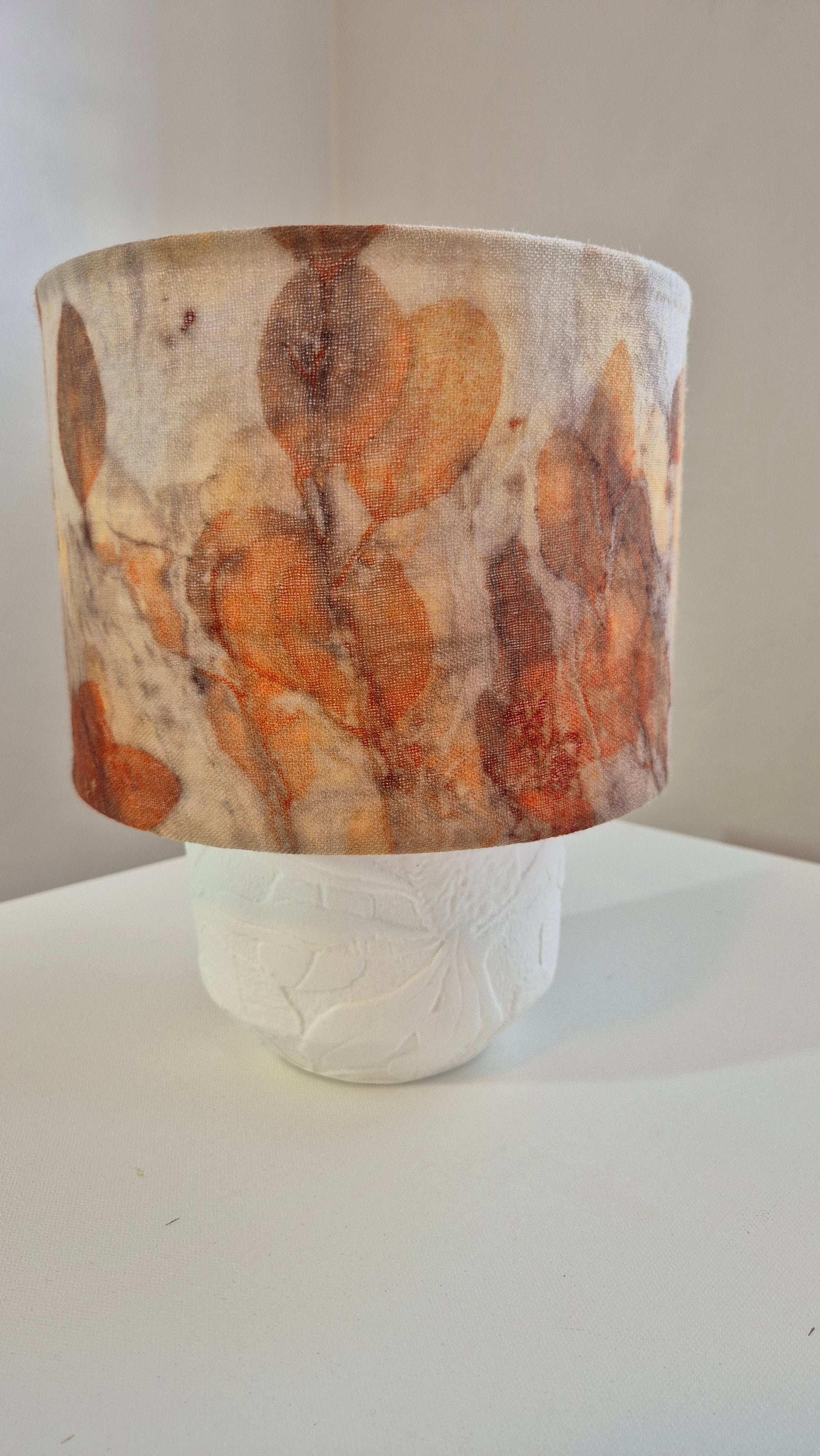 Lampshade small ecoprinted eucalyptus leaves gumnuts