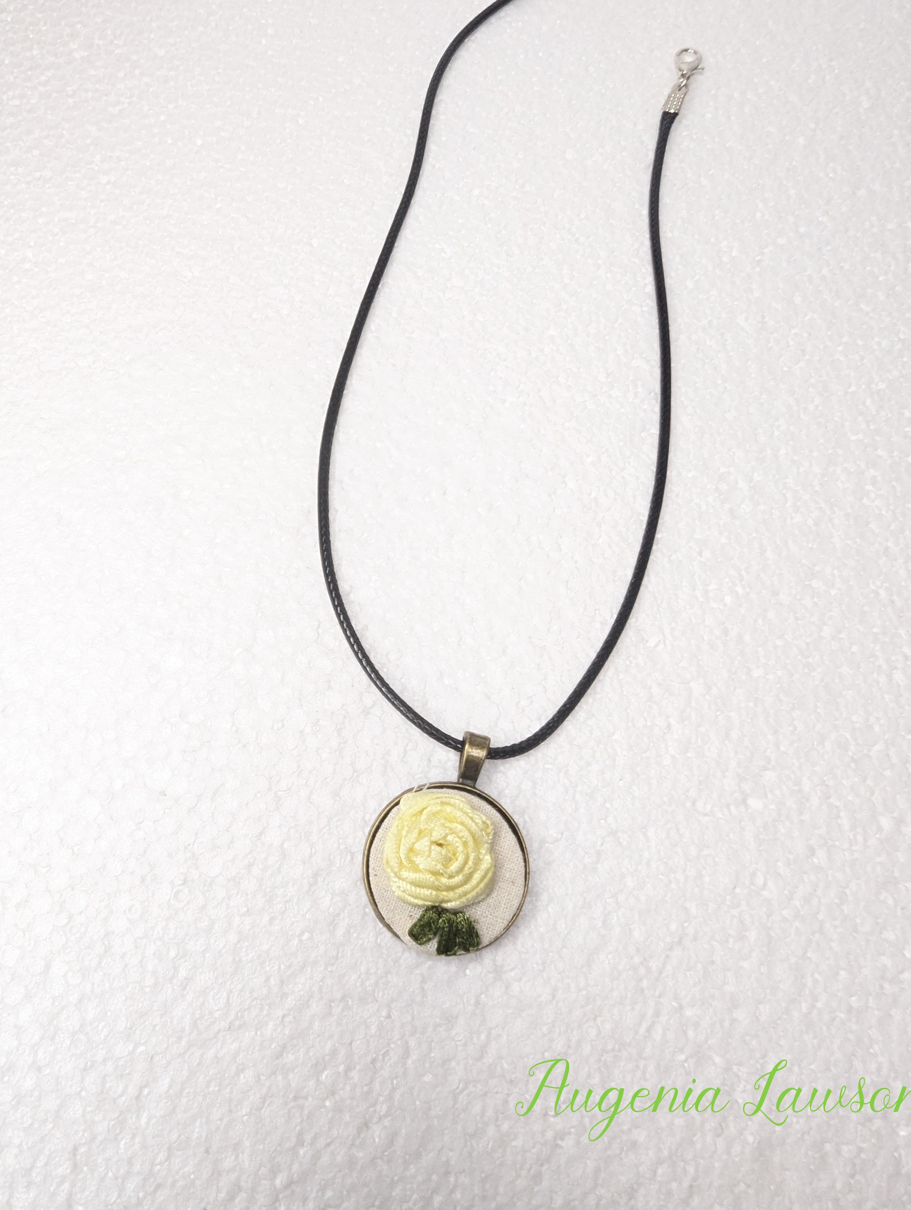 Mini Embroidered Necklace – Handmade Fabric Pendant, Choose Your Design