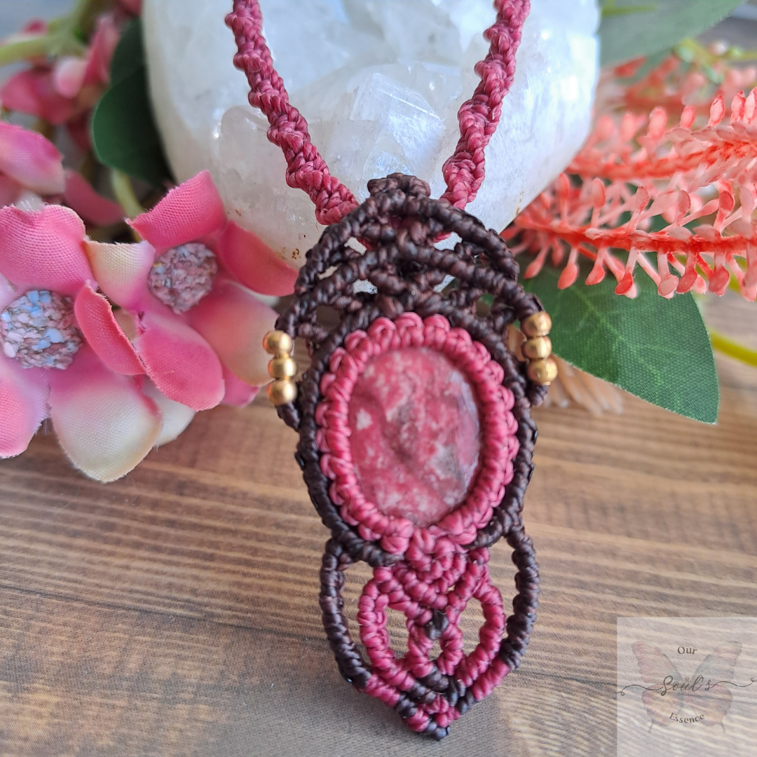 Thulite Micro Macramé Necklace