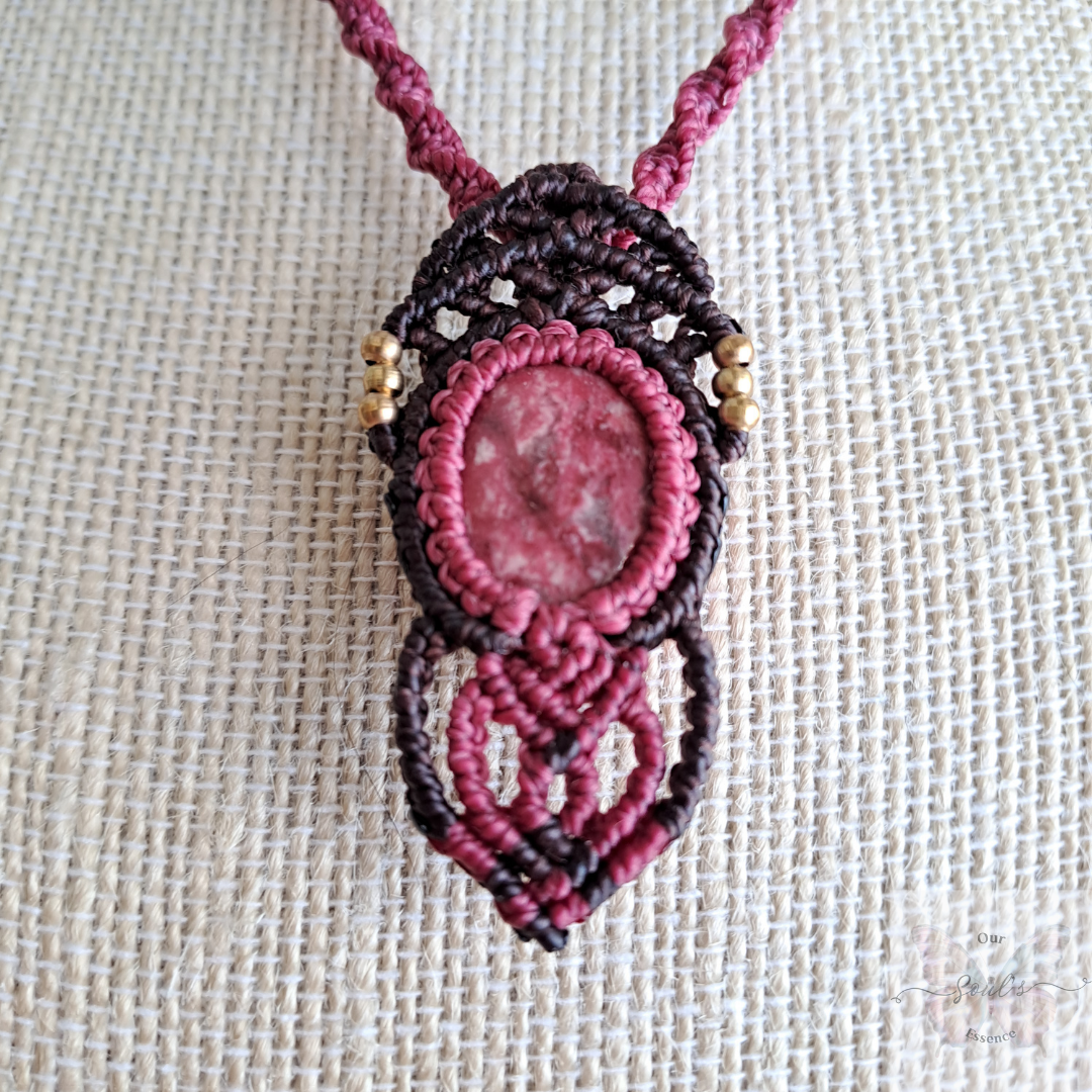 Thulite Micro Macramé Necklace